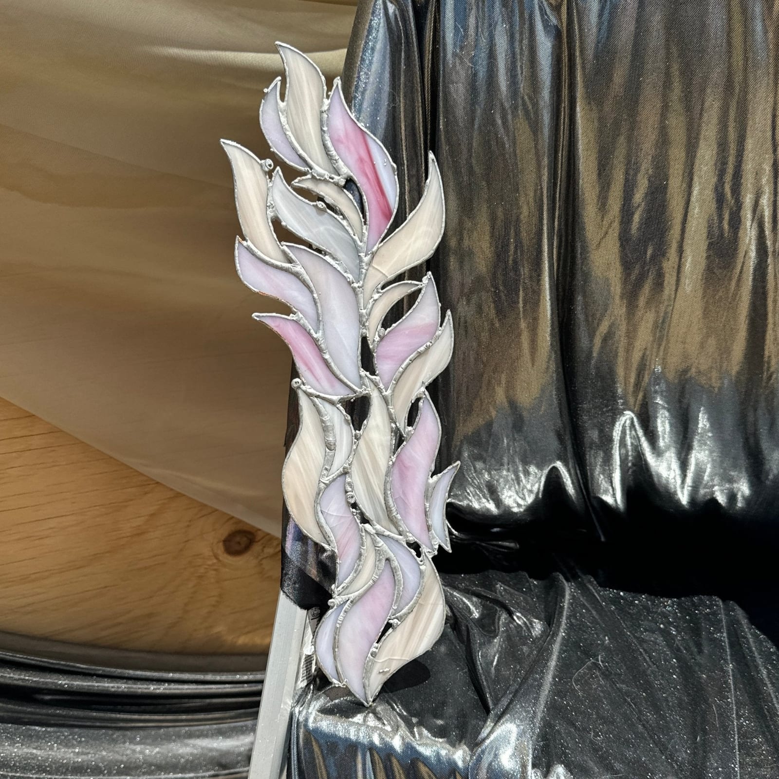 Artist-Made Lilac & White Stained Glass Flame - Monte Visión