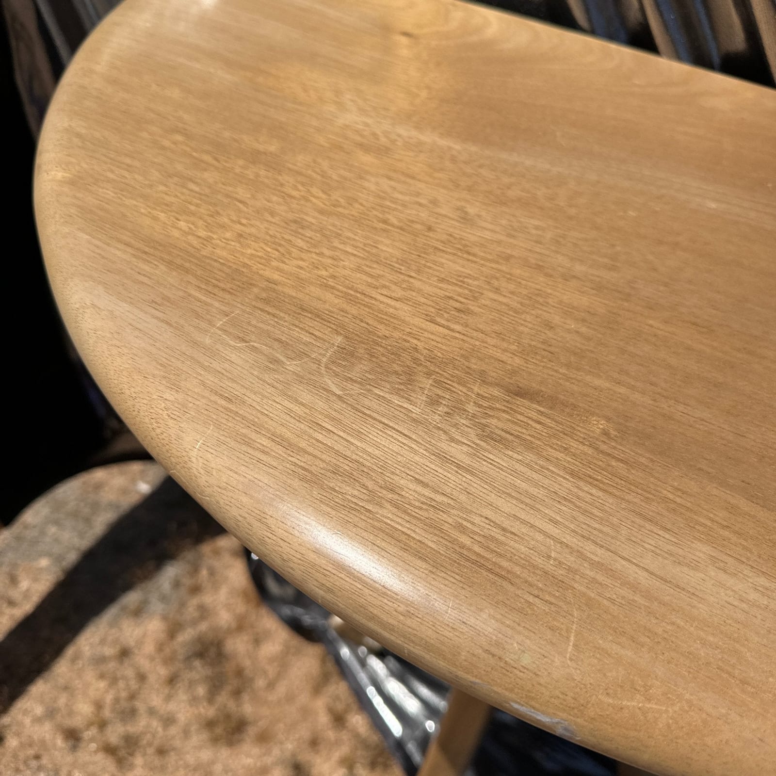 Signed Artist-Made Vintage Demi Lune Wood Console Table - Monte Visión