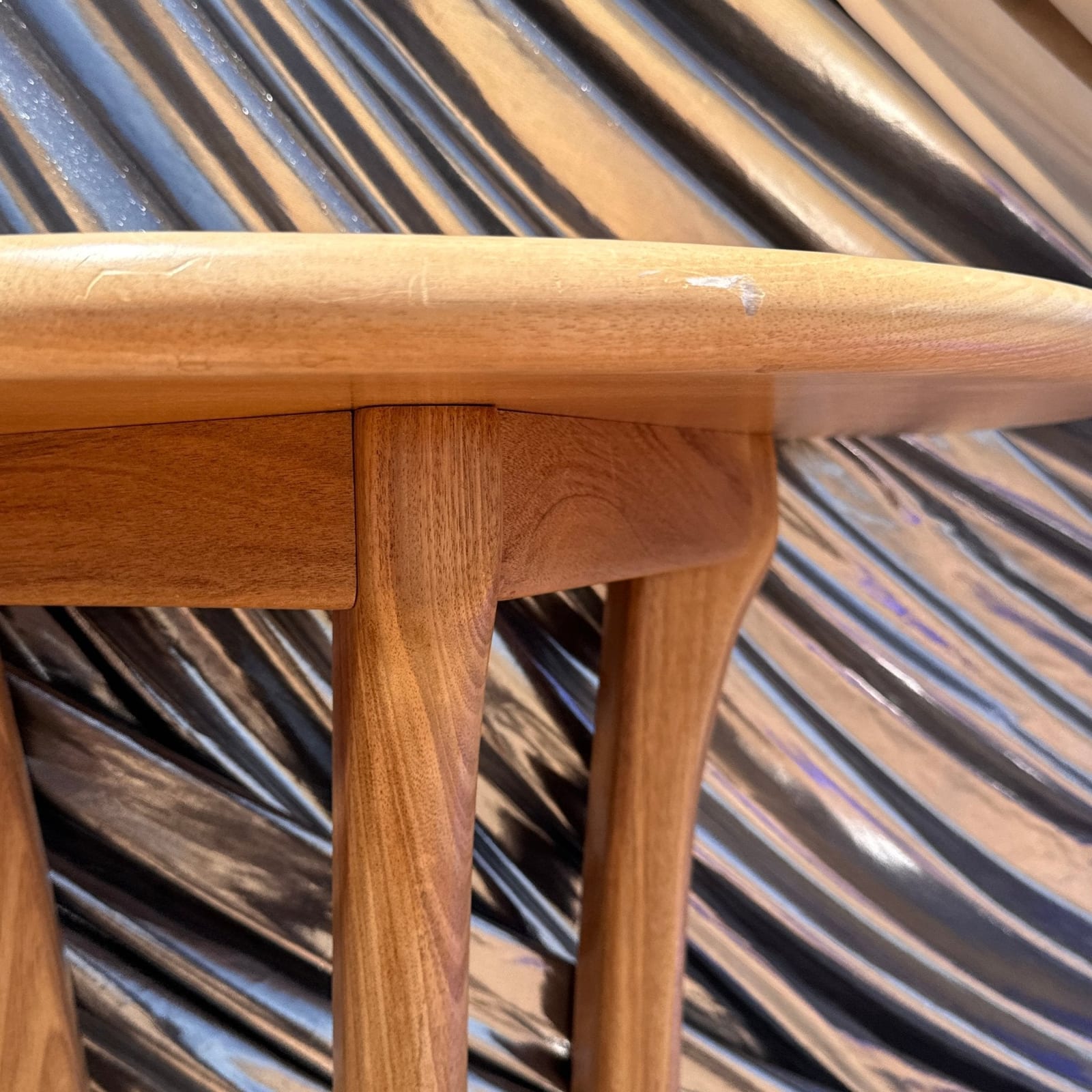Signed Artist-Made Vintage Demi Lune Wood Console Table - Monte Visión