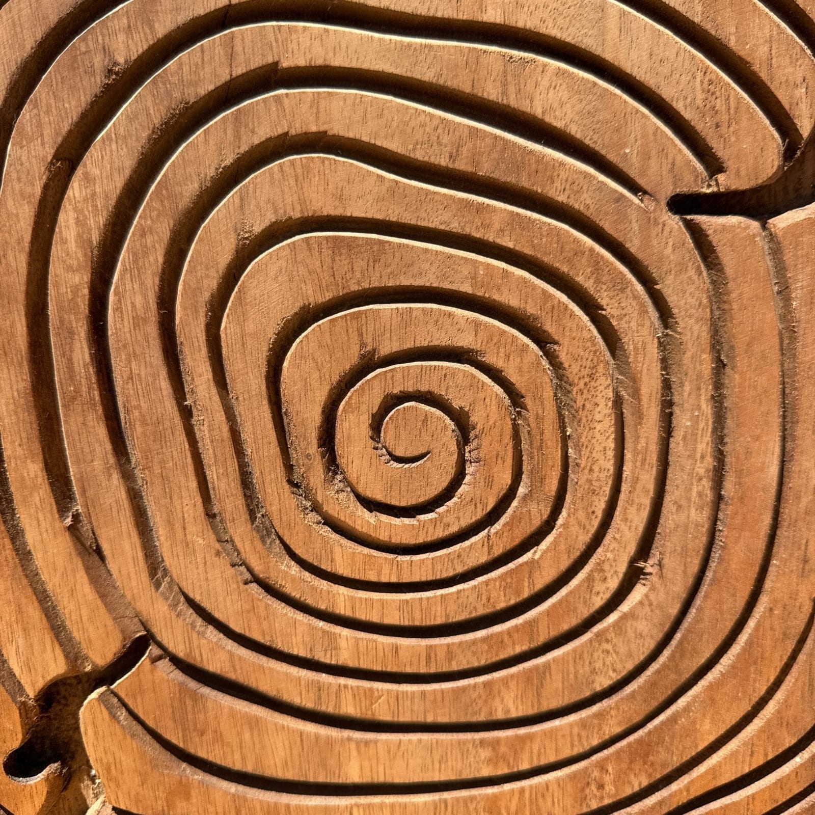 Vintage Carved Wood Spiral Wall Art Plaque - Monte Visión