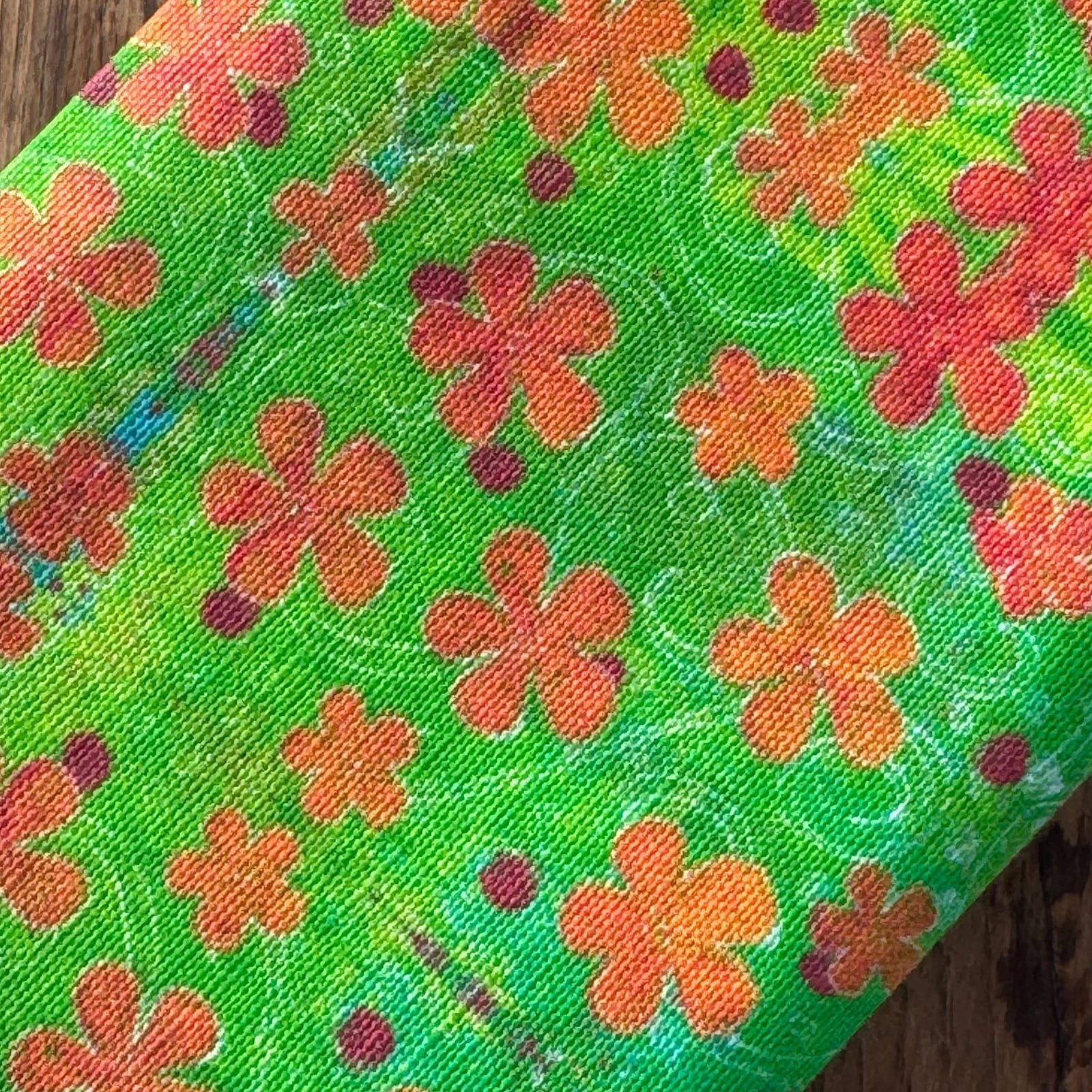 1960's Lime Green Flower Napkins- Set of 6 - Monte Visión