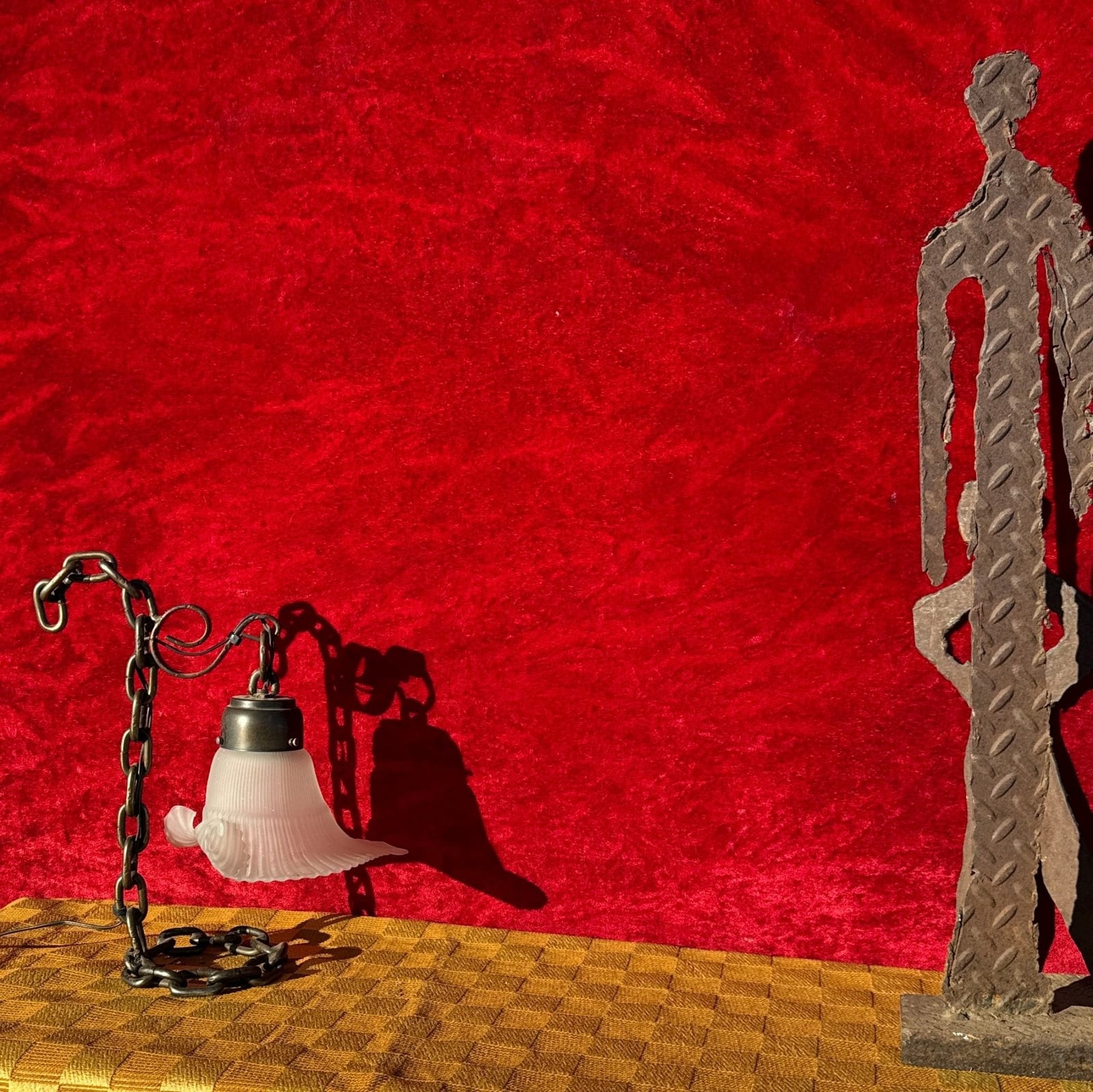 1960's Welded Chain & Flower Shaped Glass Table Lamp - Monte Visión