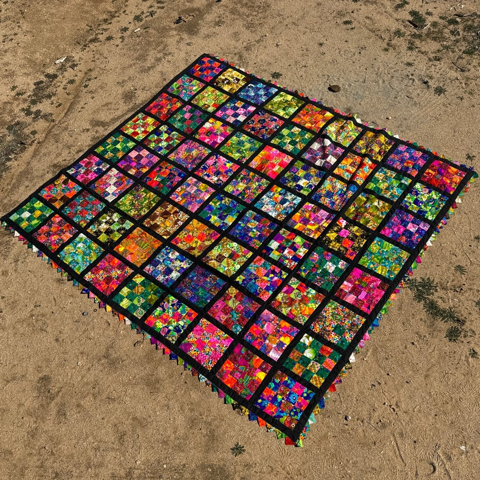 1970's Patchwork Neon Grid Quilt - Monte Visión