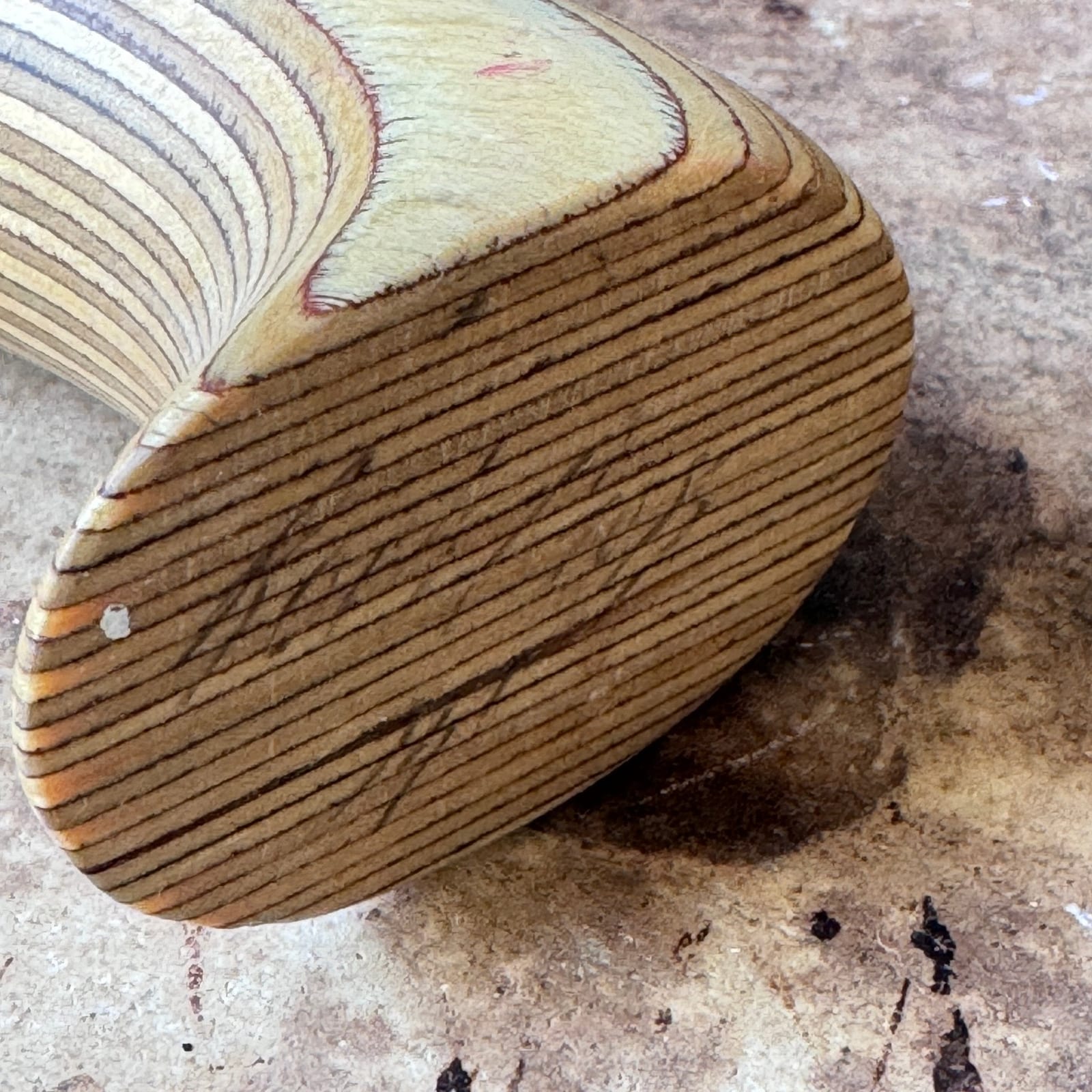 1970's Stacked Laminated Plywood Oversized Wall Hooks- Set of 2. - Monte Visión