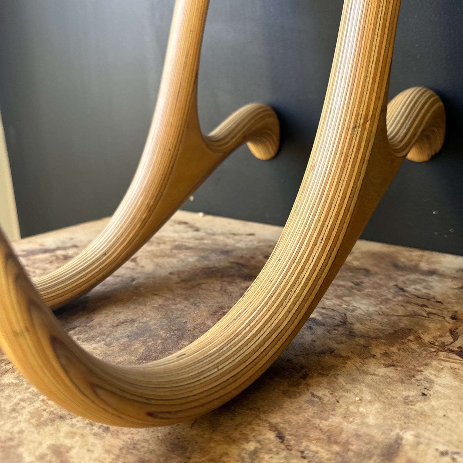 1970's Stacked Laminated Plywood Oversized Wall Hooks- Set of 2. - Monte Visión