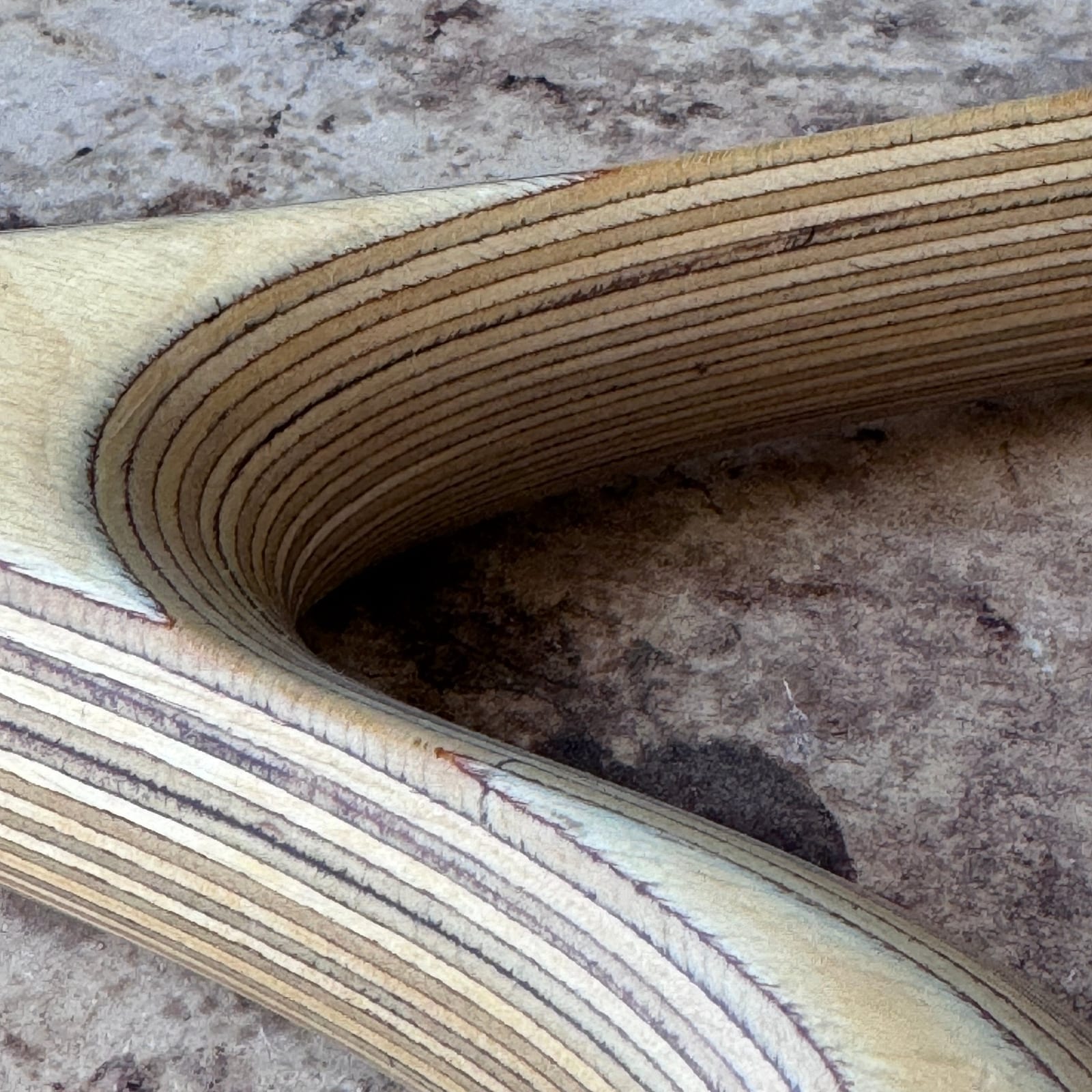1970's Stacked Laminated Plywood Oversized Wall Hooks- Set of 2. - Monte Visión