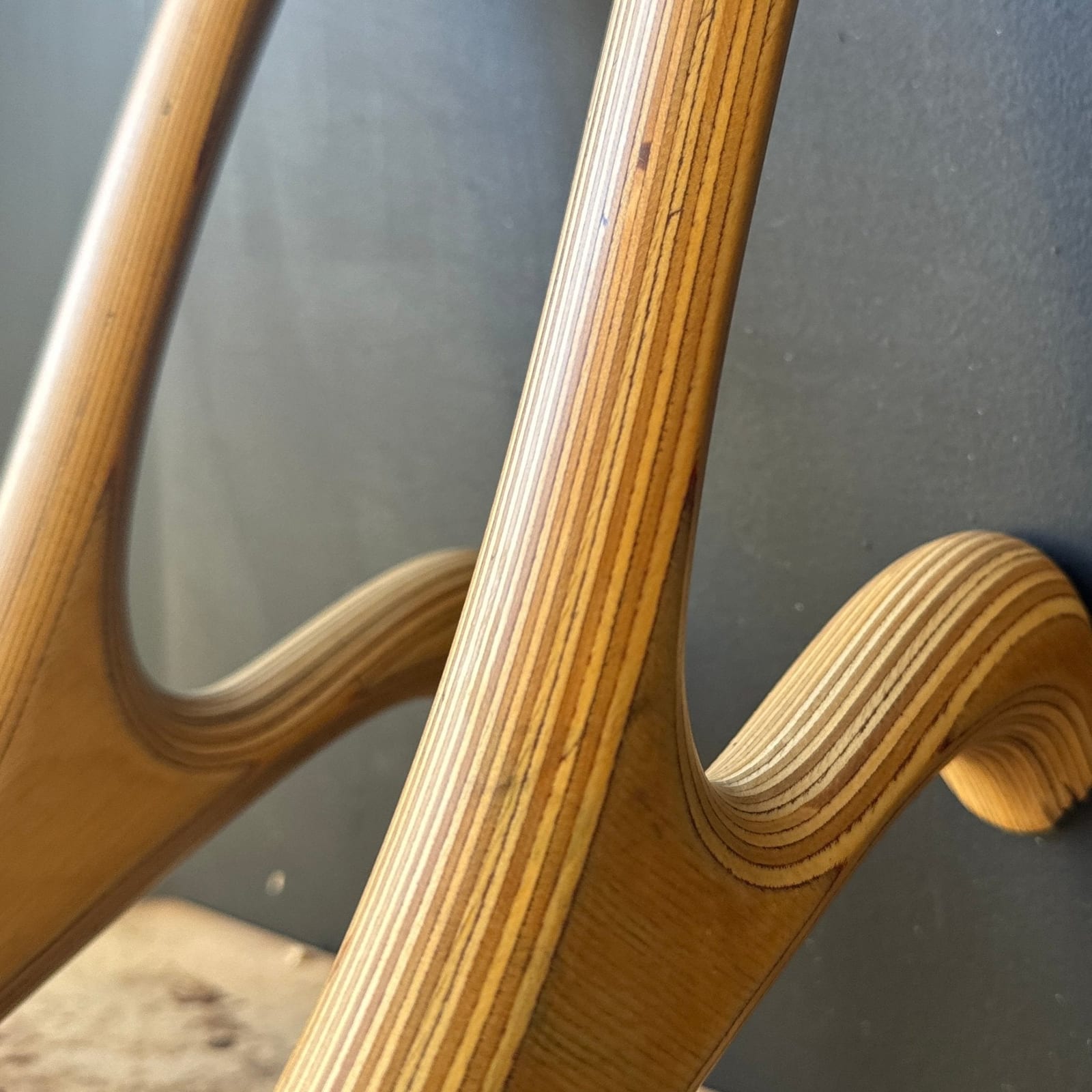 1970's Stacked Laminated Plywood Oversized Wall Hooks- Set of 2. - Monte Visión