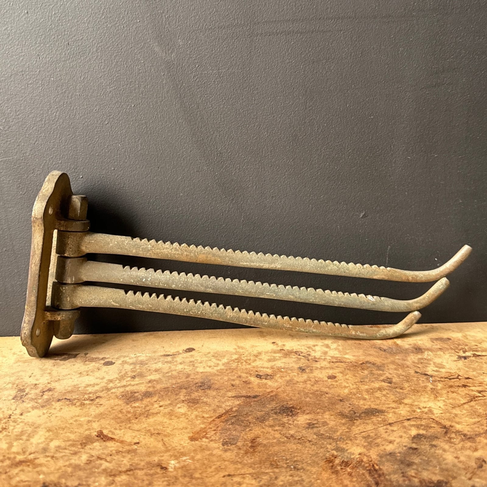 Antique Steel 3-Hook Swivel Coat Or Hat Rack - Monte Visión