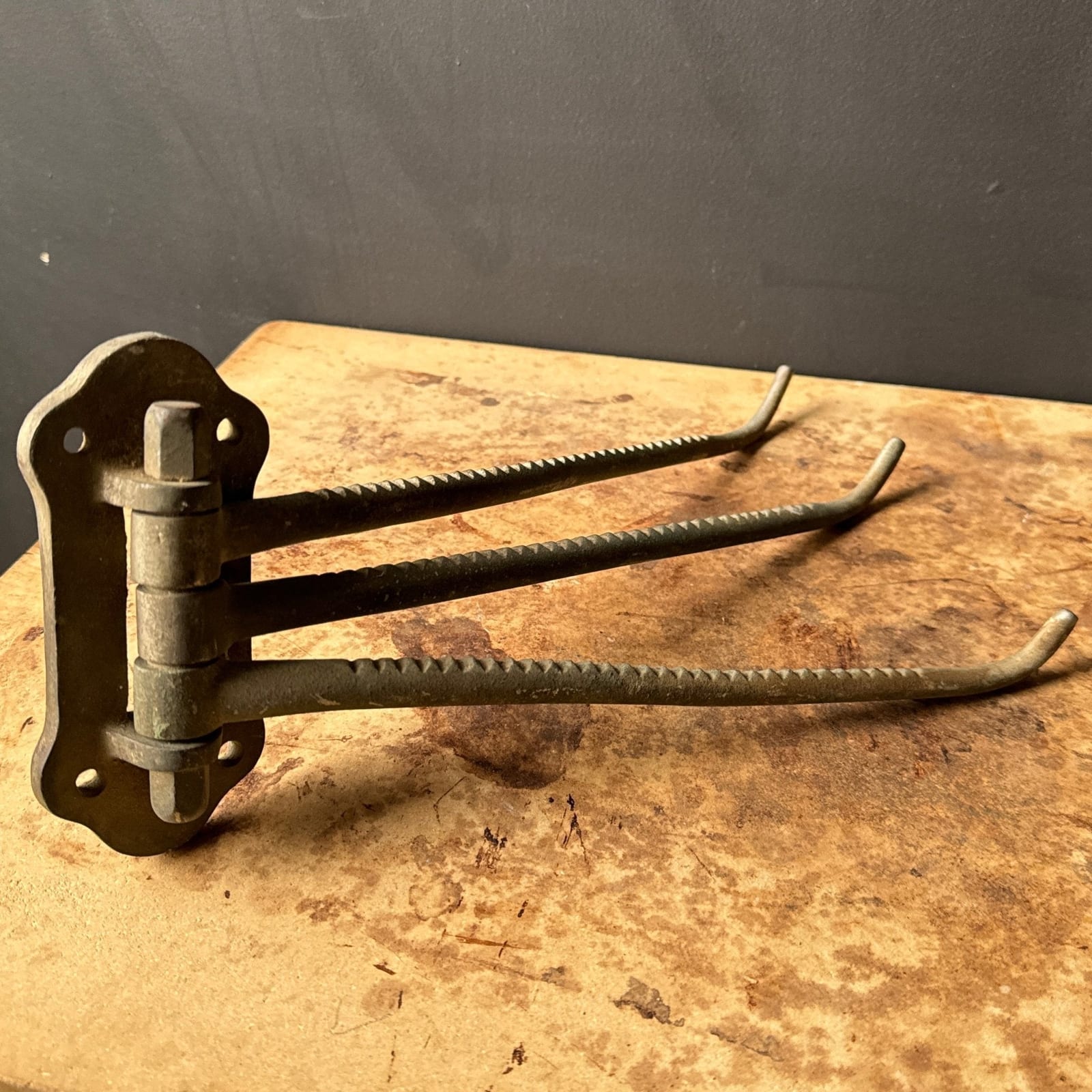 Antique Steel 3-Hook Swivel Coat Or Hat Rack - Monte Visión