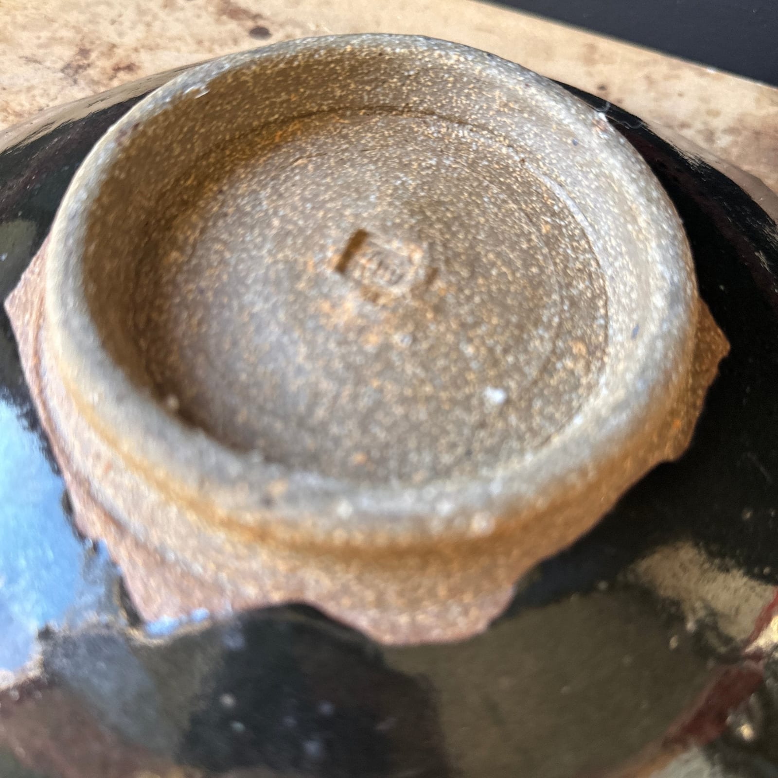 Artist-Made Concentric Circle Black & Brown Fruit Bowl or Catchall - Monte Visión