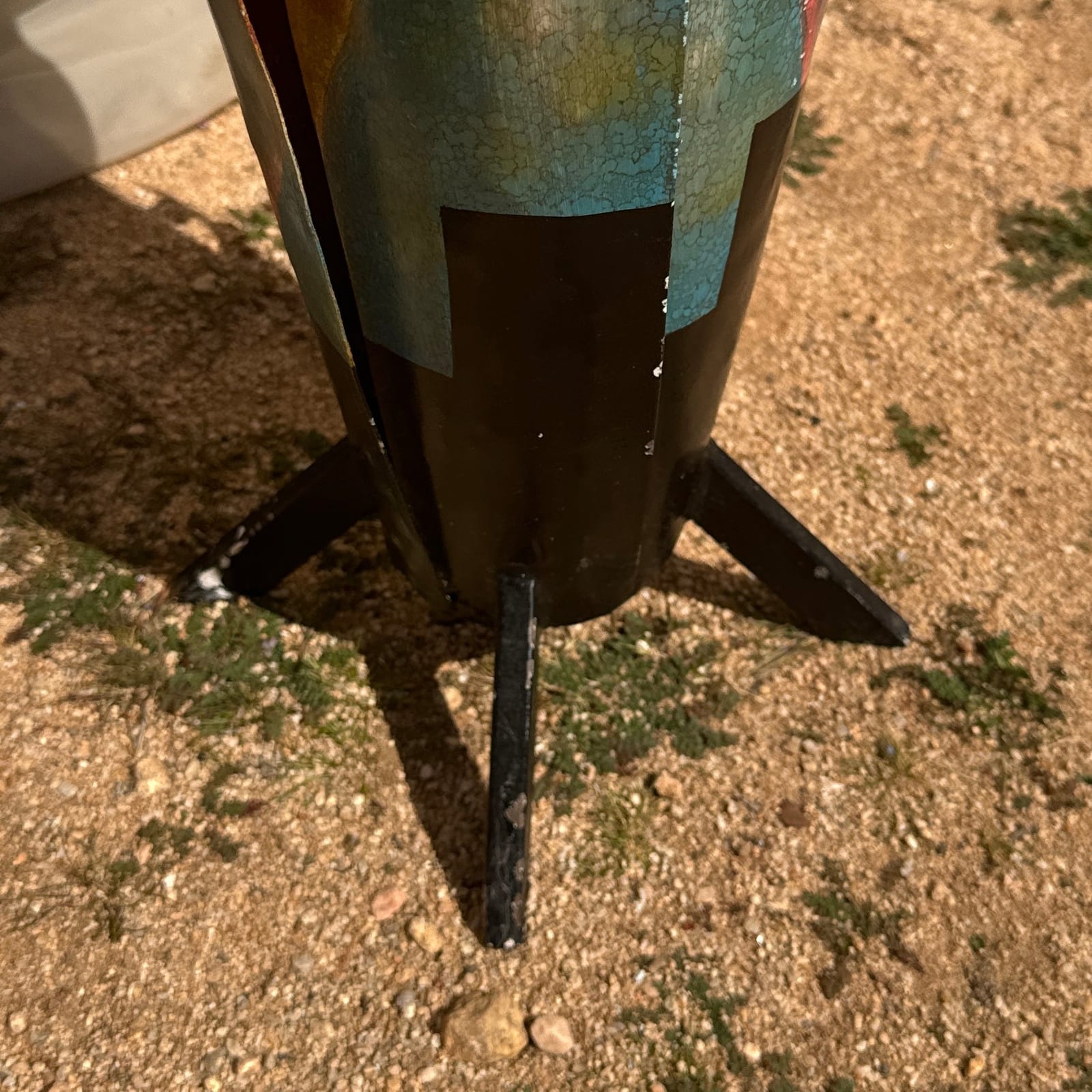 Artist Made Postmodern Oversized Painted Metal Floor Vase - Monte Visión