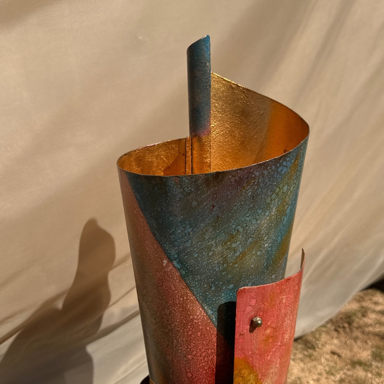 Artist Made Postmodern Oversized Painted Metal Floor Vase - Monte Visión