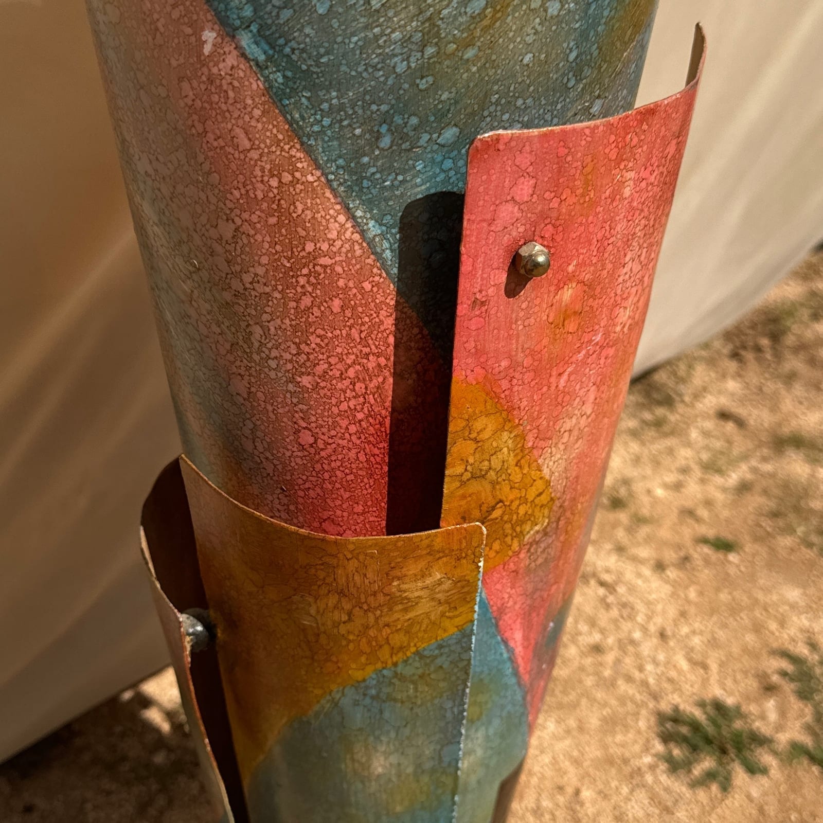 Artist Made Postmodern Oversized Painted Metal Floor Vase - Monte Visión