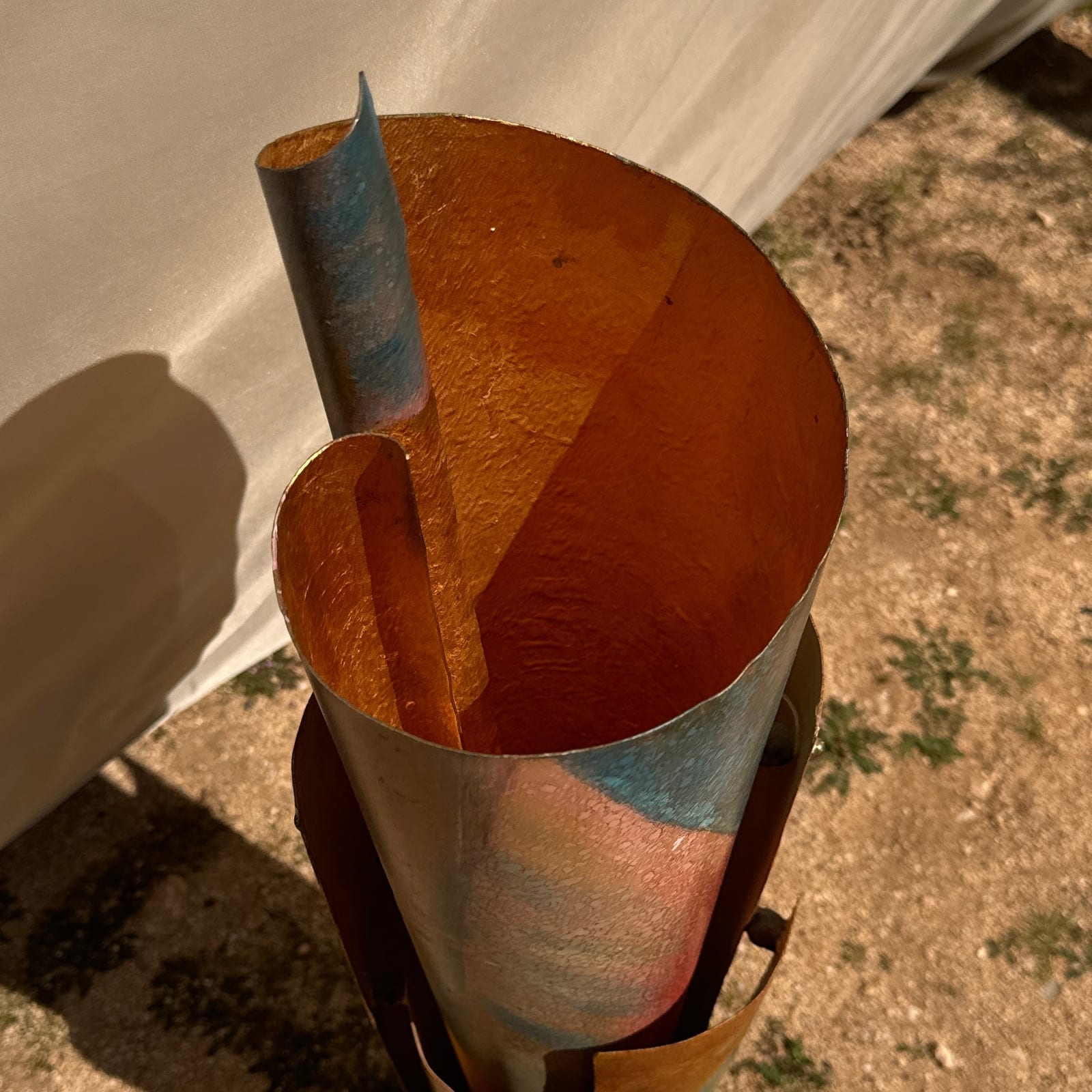 Artist Made Postmodern Oversized Painted Metal Floor Vase - Monte Visión