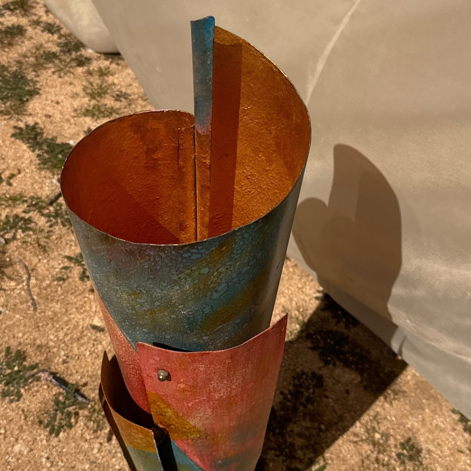 Artist Made Postmodern Oversized Painted Metal Floor Vase - Monte Visión