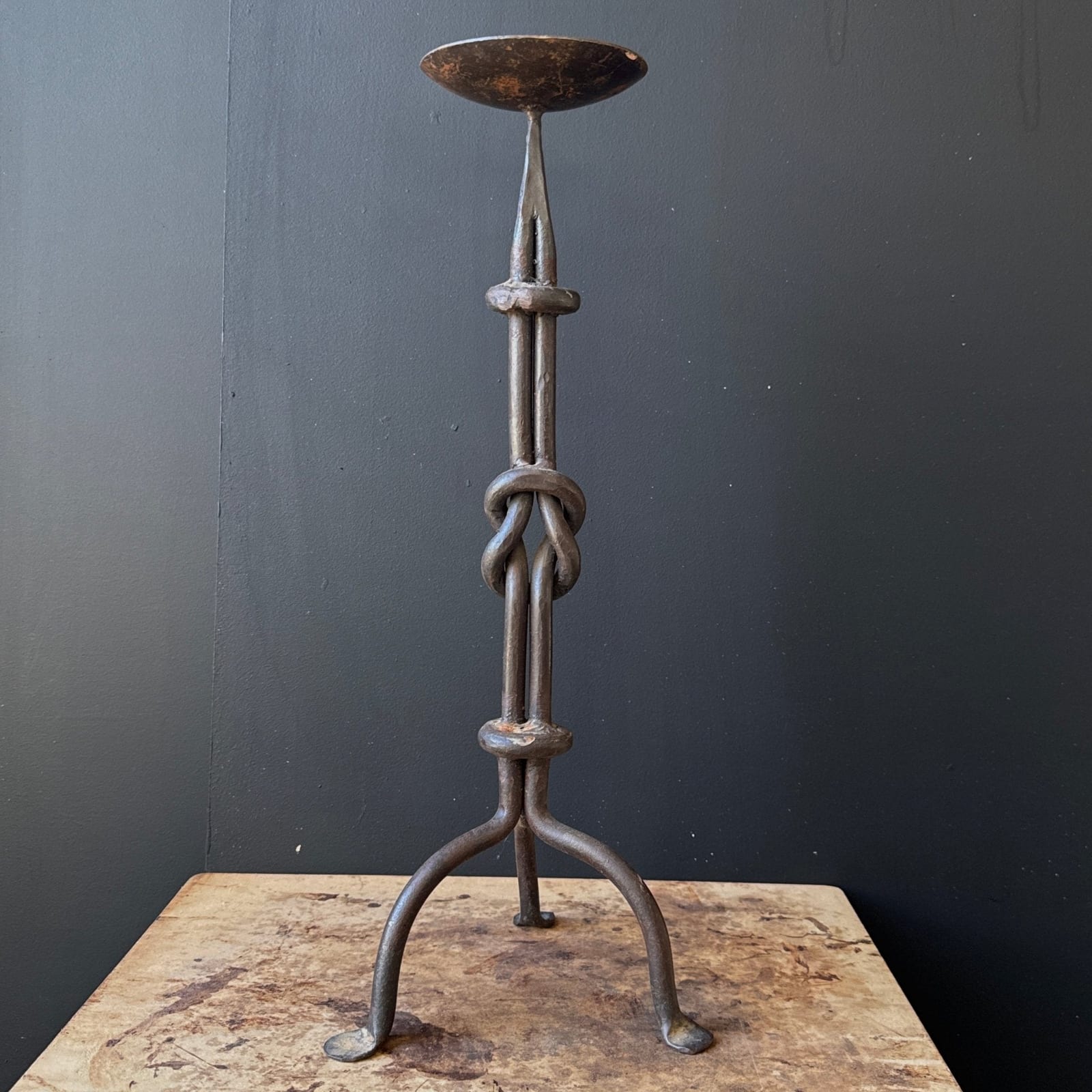 Artist-Made Single Steel Knot Oversized Candlestick - Monte Visión
