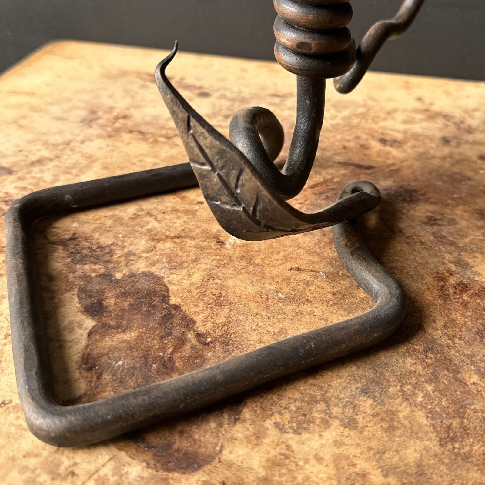 Artist-Made Single Wrought Iron Free-Form Gothic Candlestick - Monte Visión