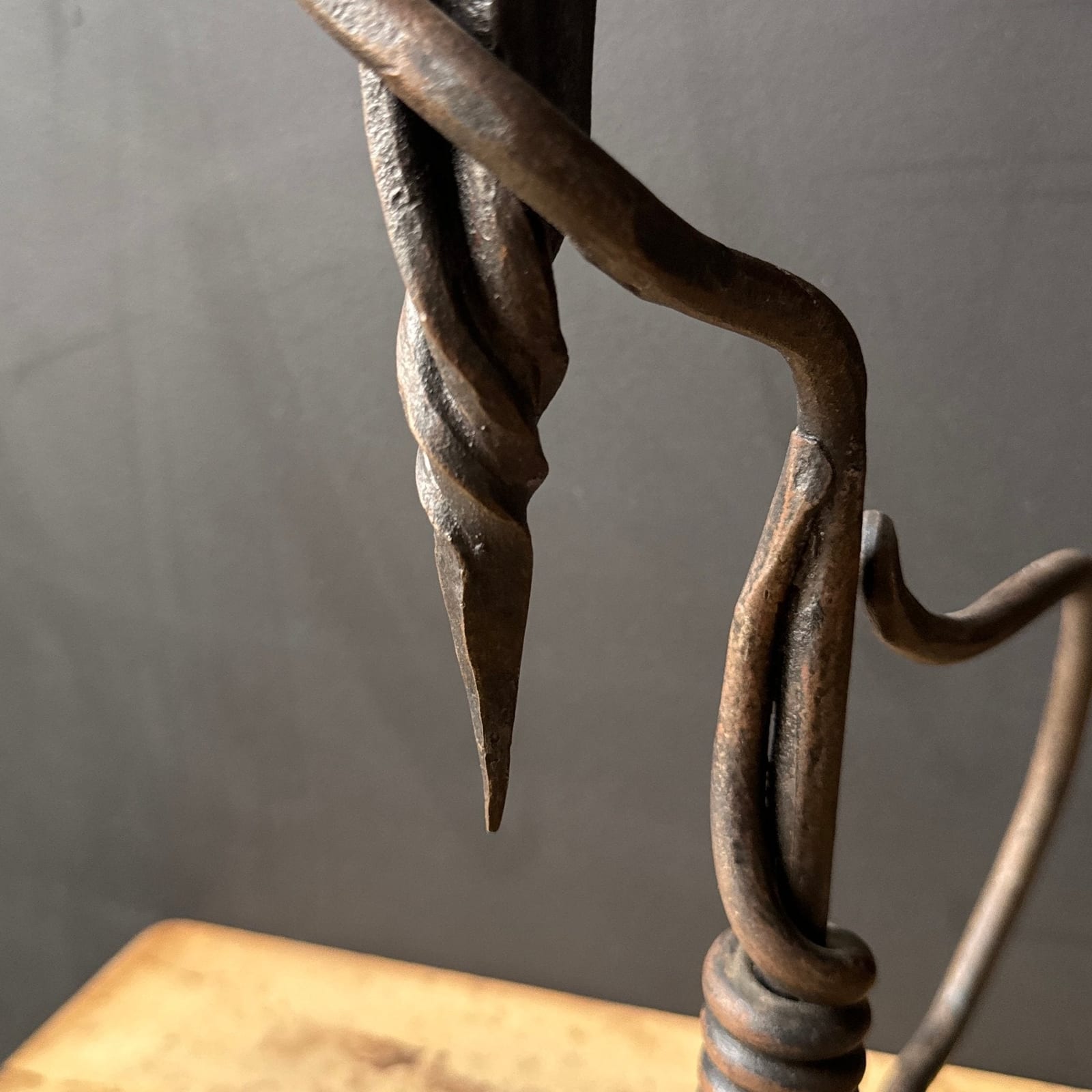 Artist-Made Single Wrought Iron Free-Form Gothic Candlestick - Monte Visión