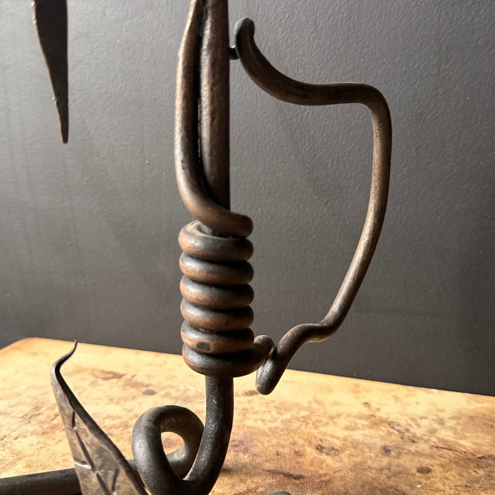 Artist-Made Single Wrought Iron Free-Form Gothic Candlestick - Monte Visión