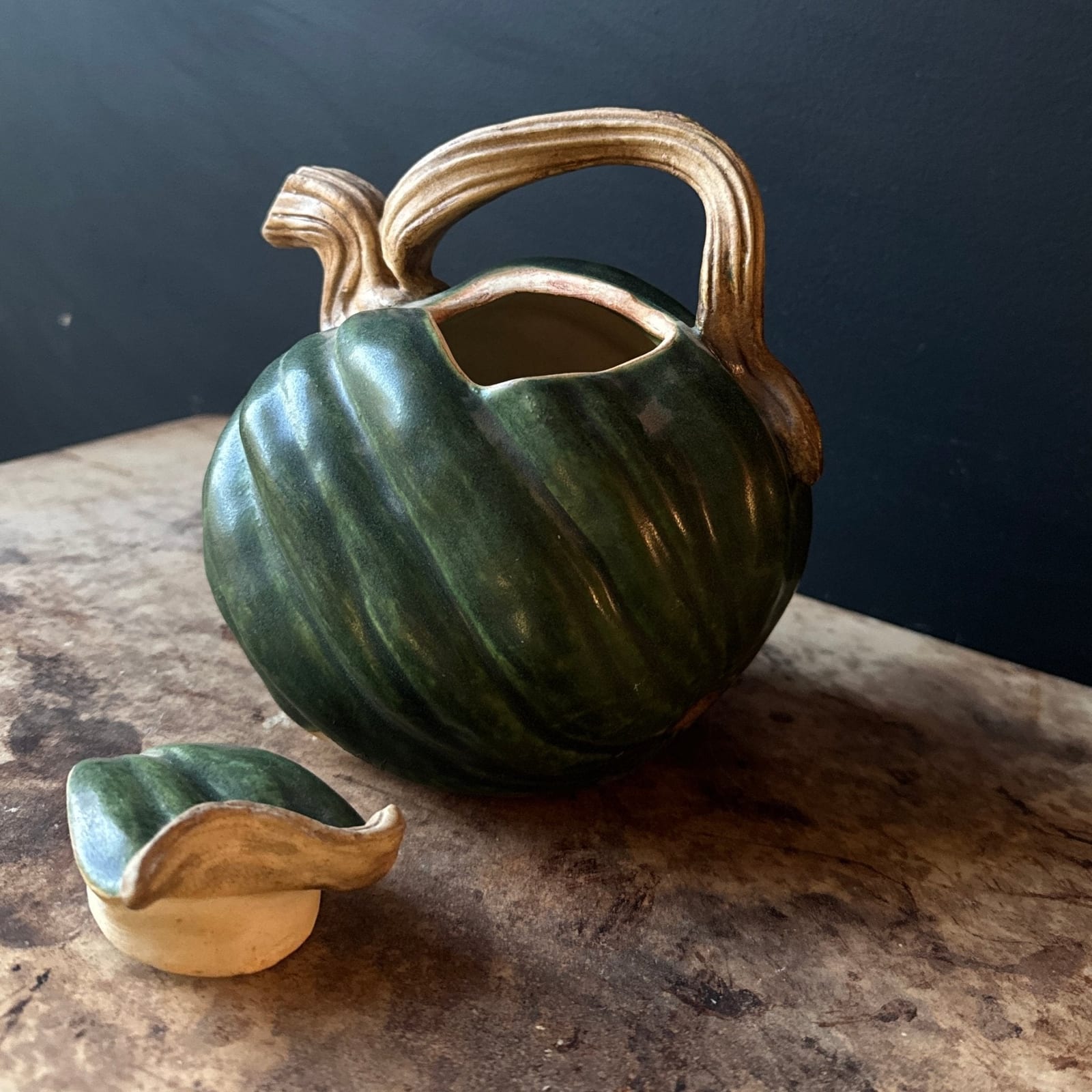 Artist-Made Vintage Ceramic Gourd Tea Pot - Monte Visión