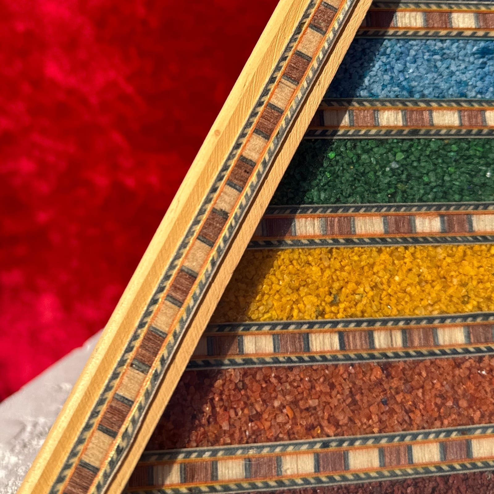 Artist-Made Wood Marquetry & Sand Pyramid Table Lamp - Monte Visión
