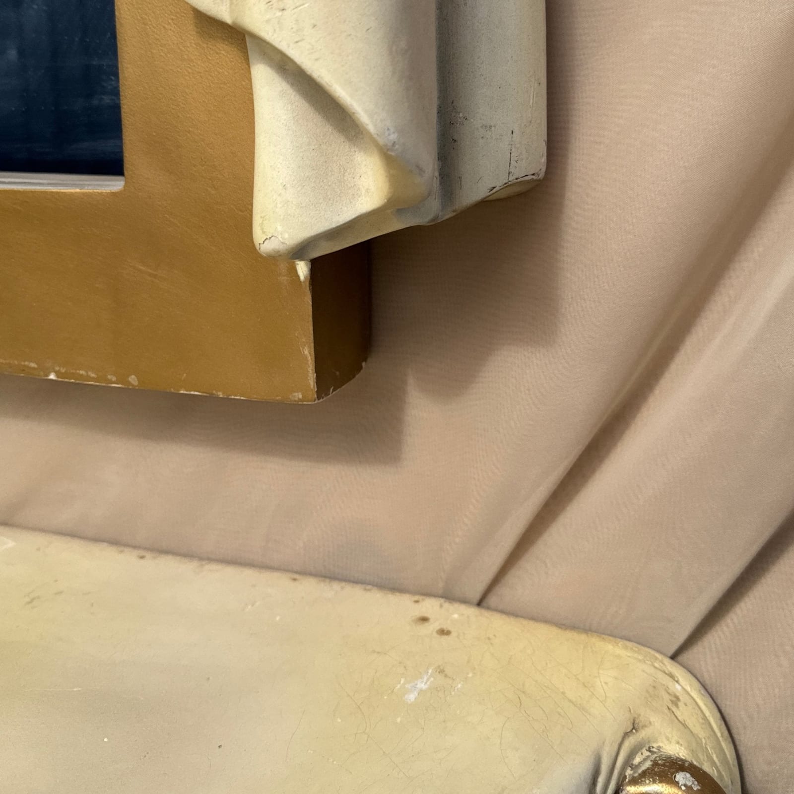 One-Of-A-Kind 1960's Fiberglass & Carved Wood Draped Mirror & Console Set - Monte Visión