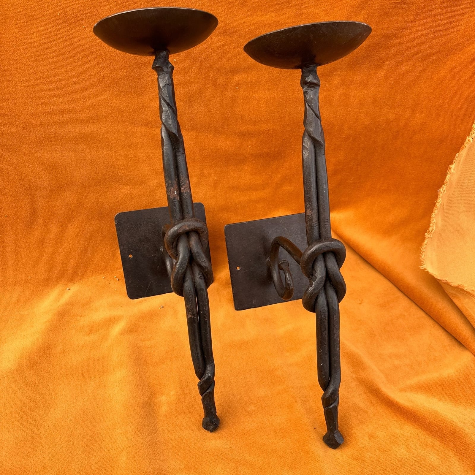 Oversized Hand-Made Wrough Iron Knot Candle Wall Sconces- Set of 2 - Monte Visión