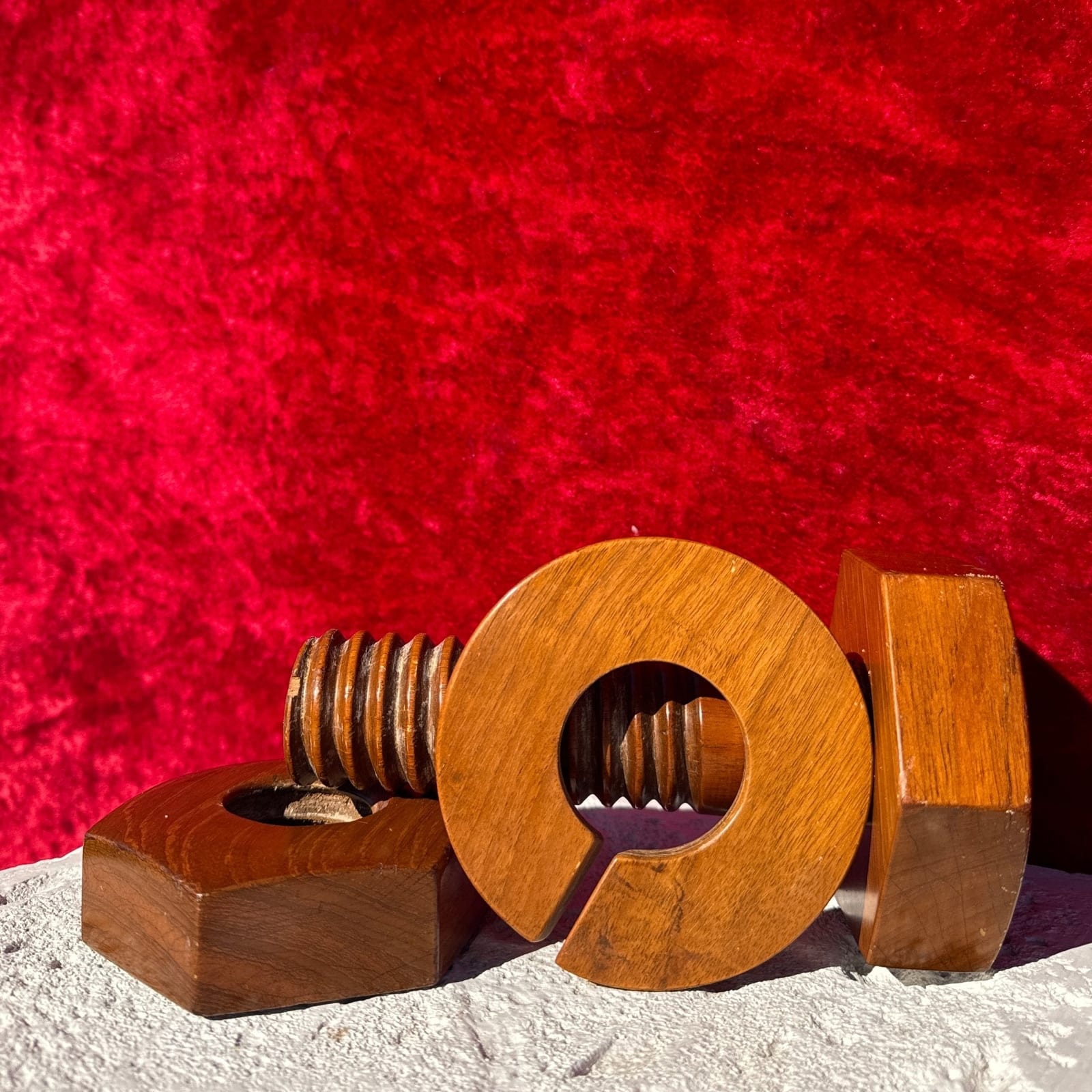 Oversized Handcarved Wood Nut & Bolt - Monte Visión