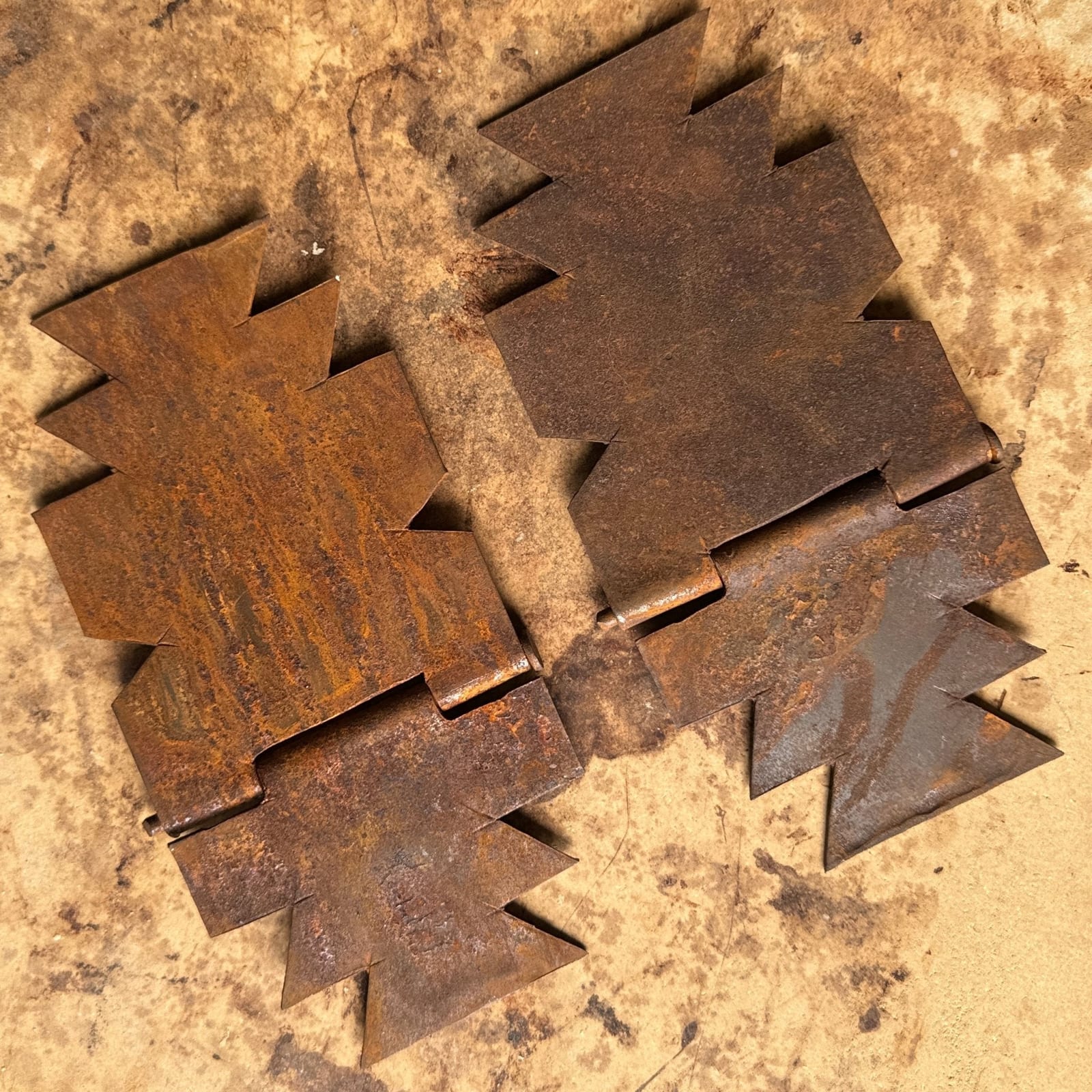 Oversized Torch-Cut Rusted Steel Southwest Hinges- 12 Available - Monte Visión