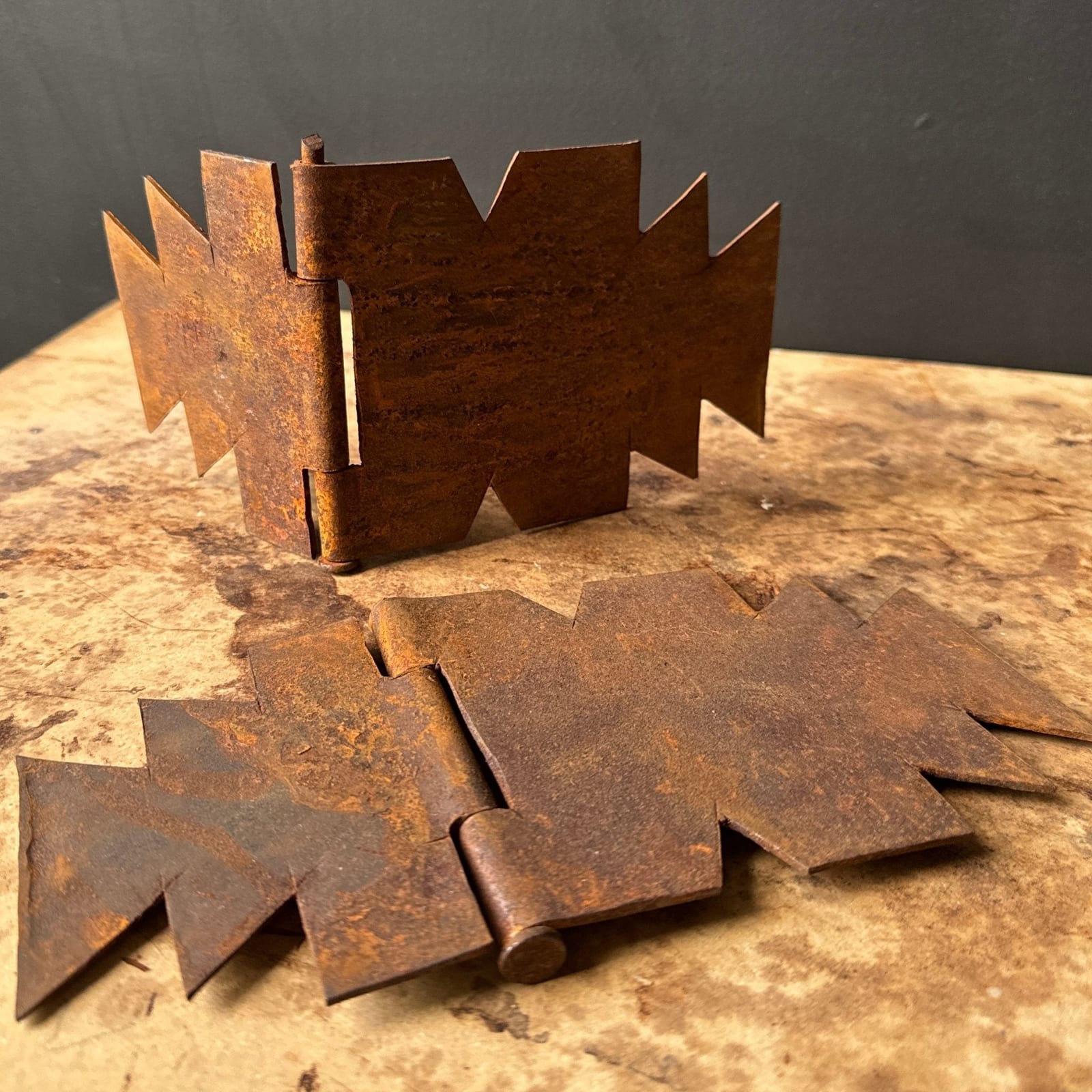 Oversized Torch-Cut Rusted Steel Southwest Hinges- 12 Available - Monte Visión