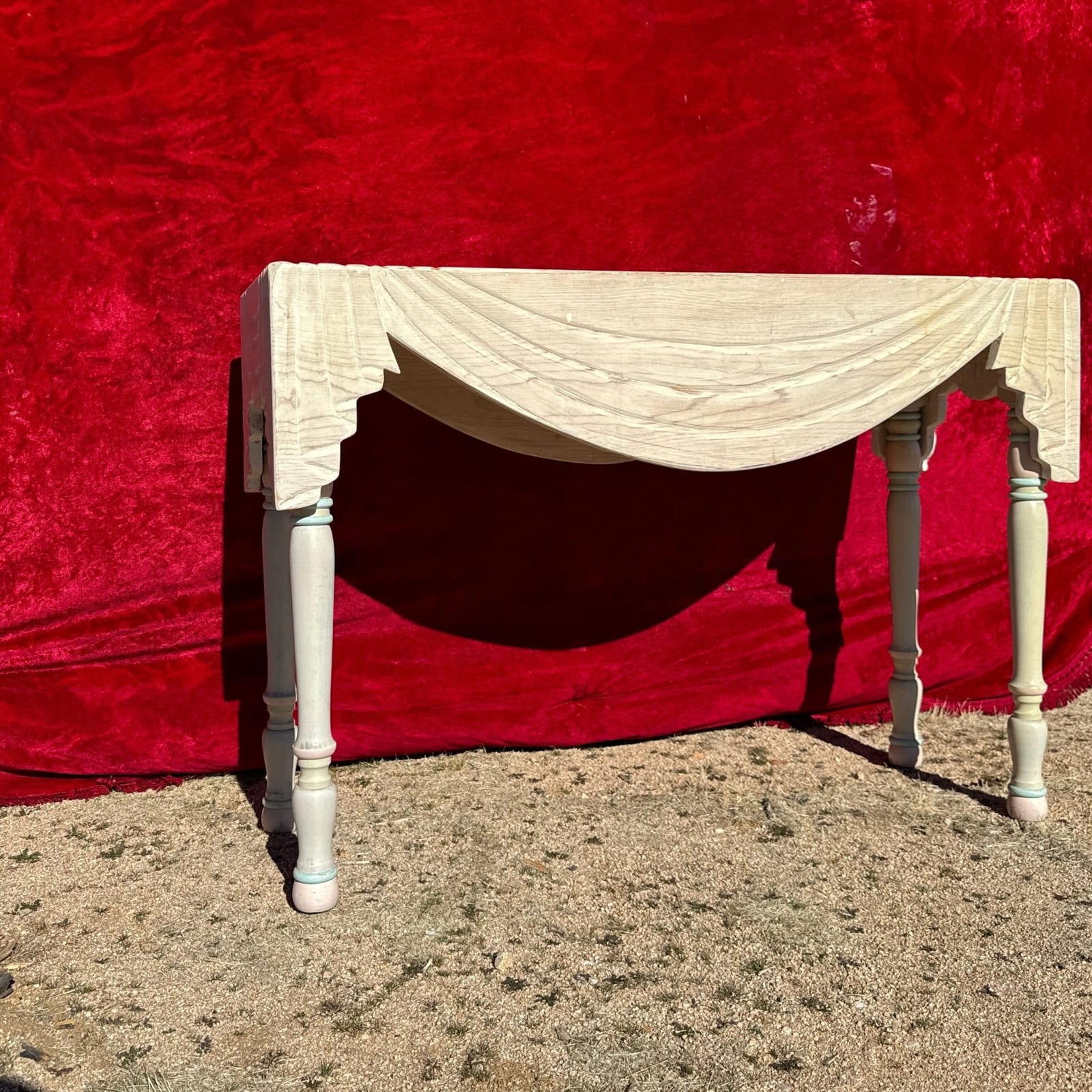 Painted Pine Trompe L'Oeil Draped Console Table - Monte Visión