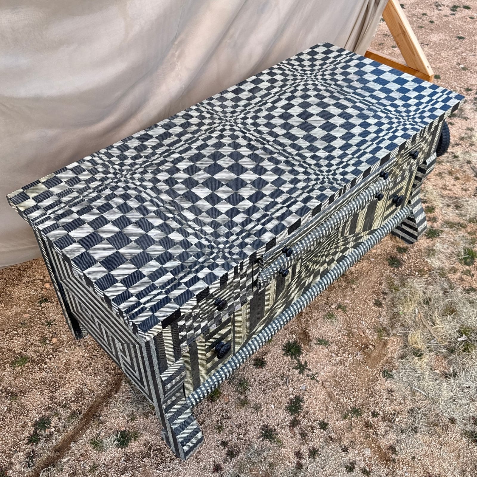 Postmodern Graphic Op-Art Artist Made Dresser - Monte Visión