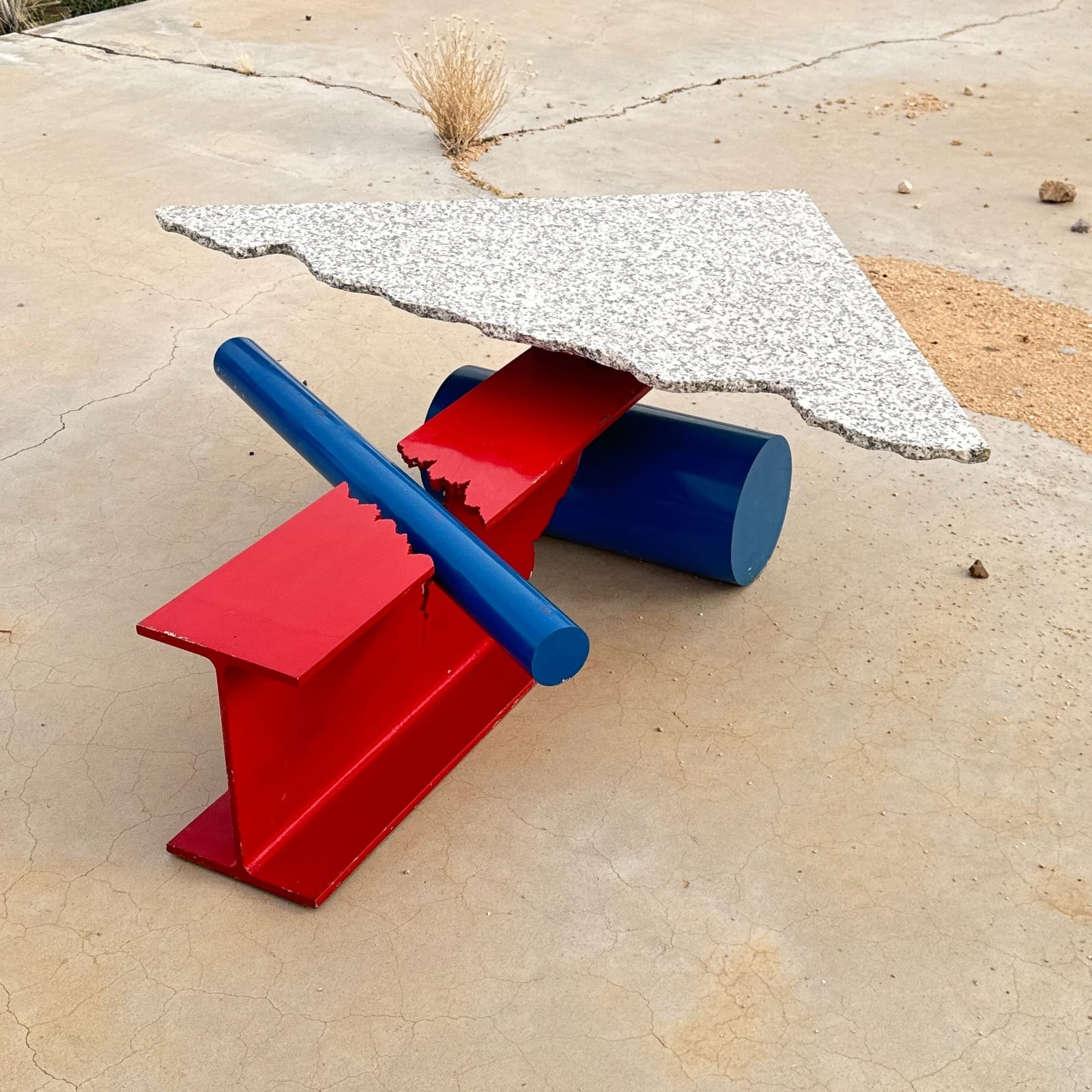 Postmodern Memphis Milano Powdercoated Steel & Granite Coffee Table - Monte Visión