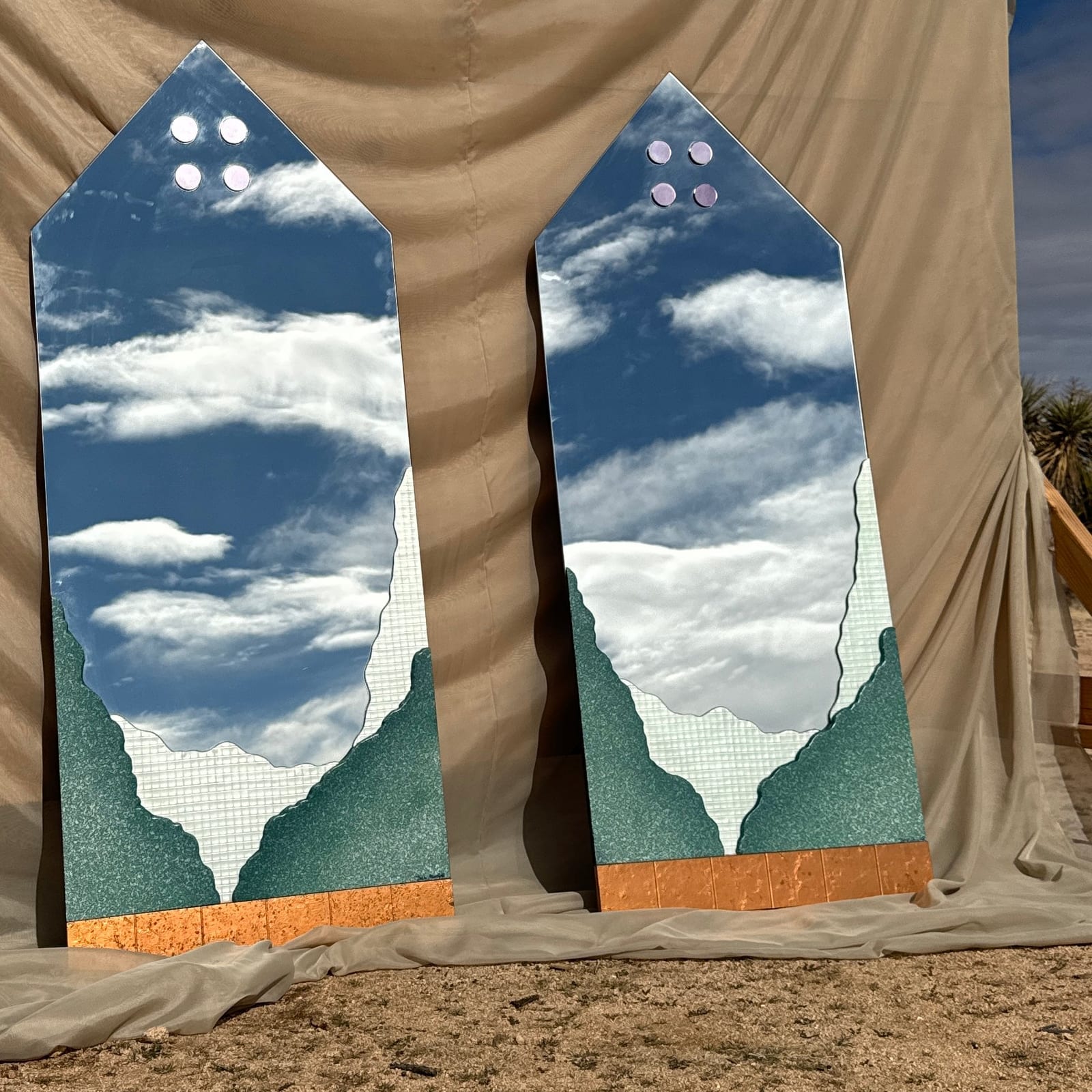 Postmodern Monumental David Marshall Wall Mirror - Monte Visión