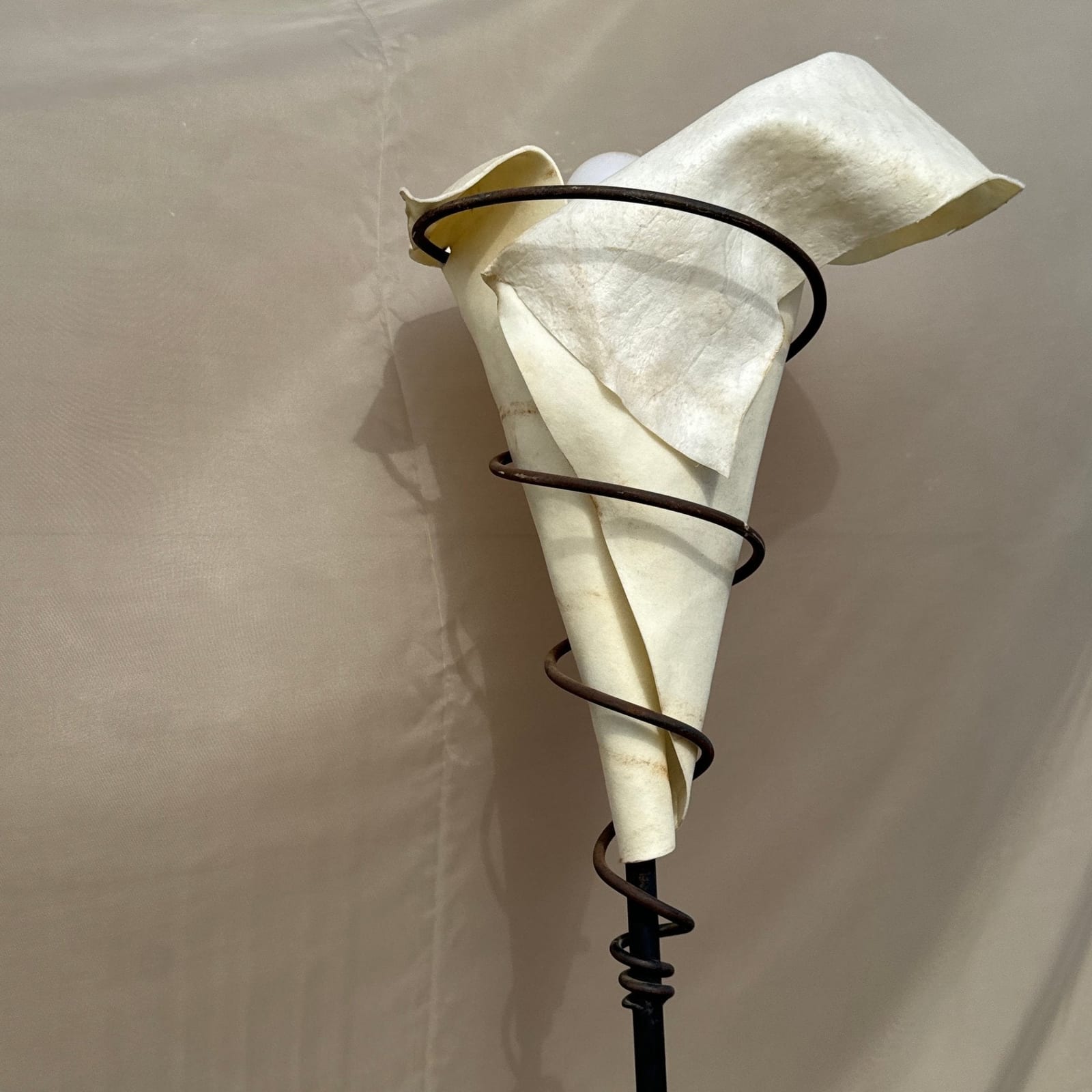 Postmodern Swirled Base & Freeform Rawhide Floor Lamp - Monte Visión