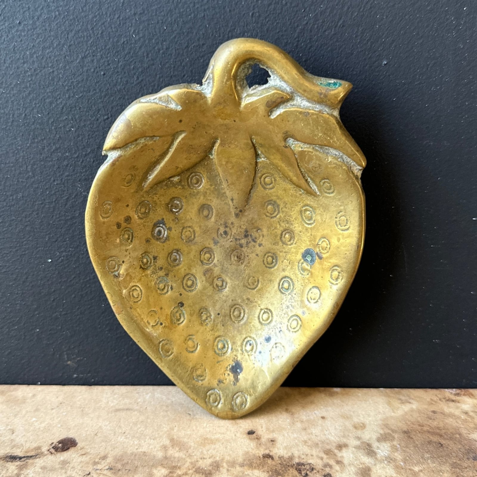 Vintage 1970's Solid Brass Strawberry Ring Tray Or Ashtray - Monte Visión