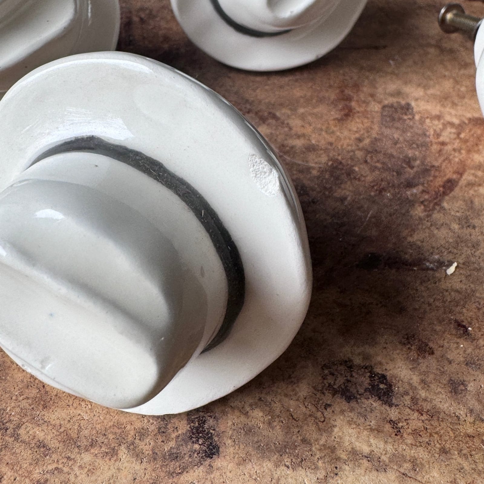 Vintage Artist-Made Ceramic Cowboy Hat Cabinet Pulls- Set of 6 - Monte Visión