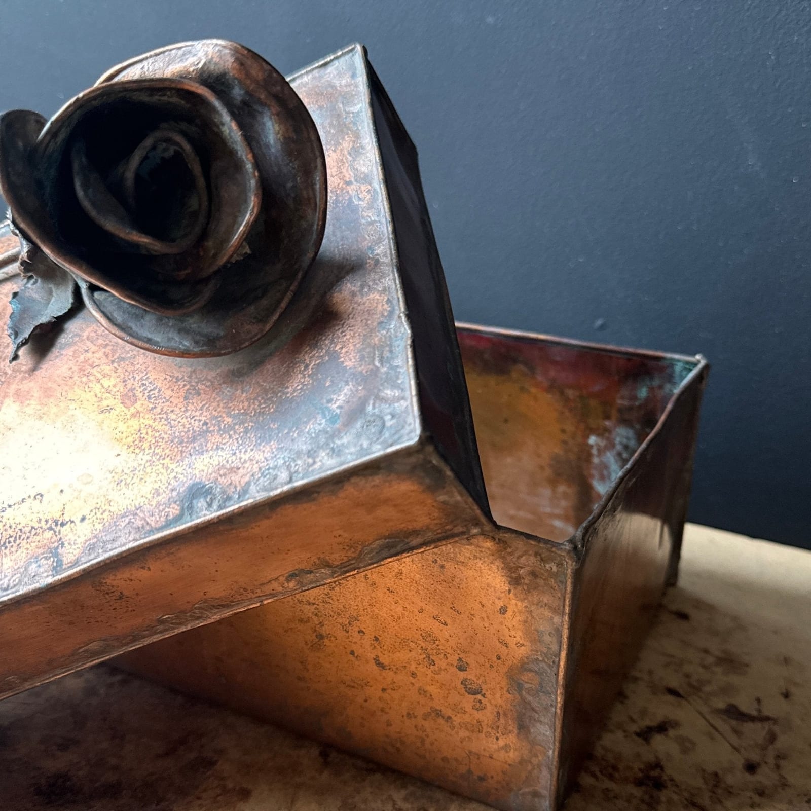 Vintage Artist-Made Copper Rose Box - Monte Visión