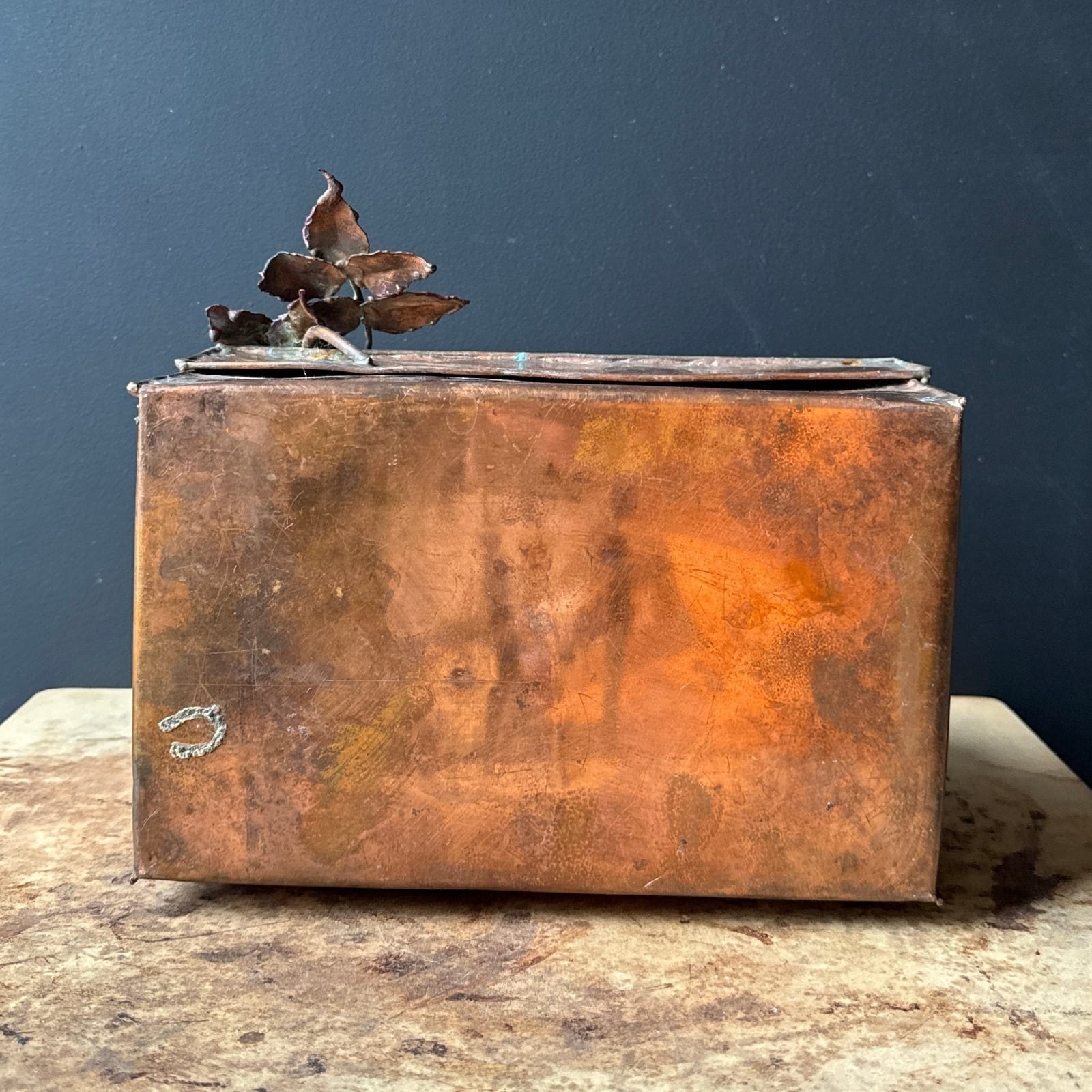 Vintage Artist-Made Copper Rose Box - Monte Visión
