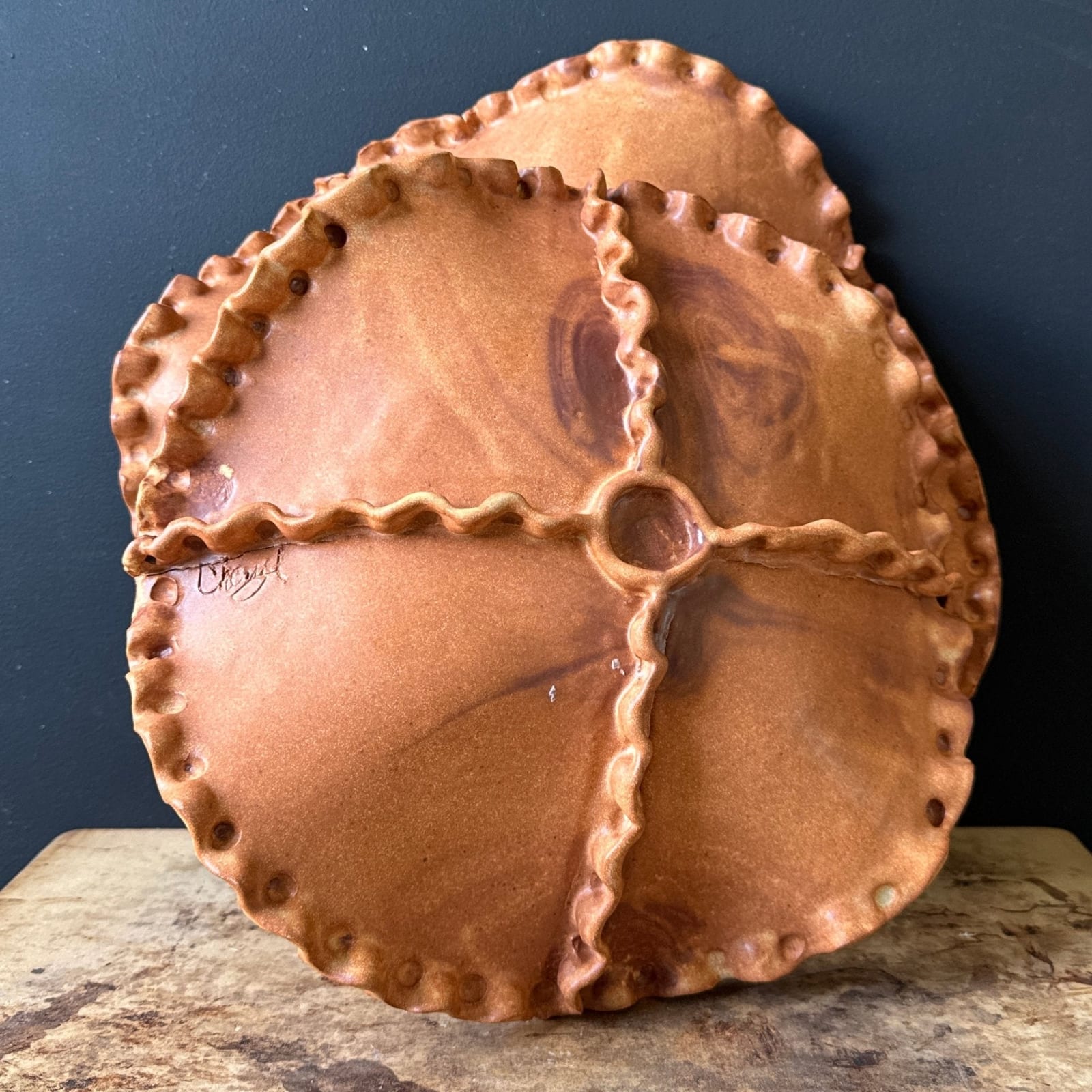 Vintage Artist-Made Crinkle Edge Catchalls- Set of 2 - Monte Visión