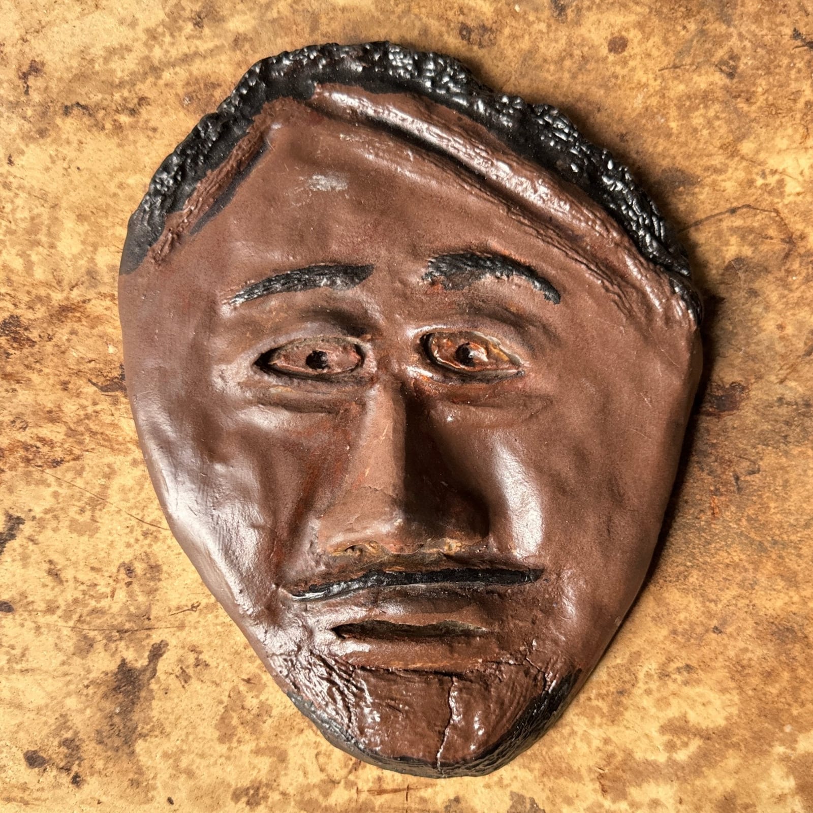 Vintage Artist- Made Plaster Man Face Wall Plaque #1 - Monte Visión