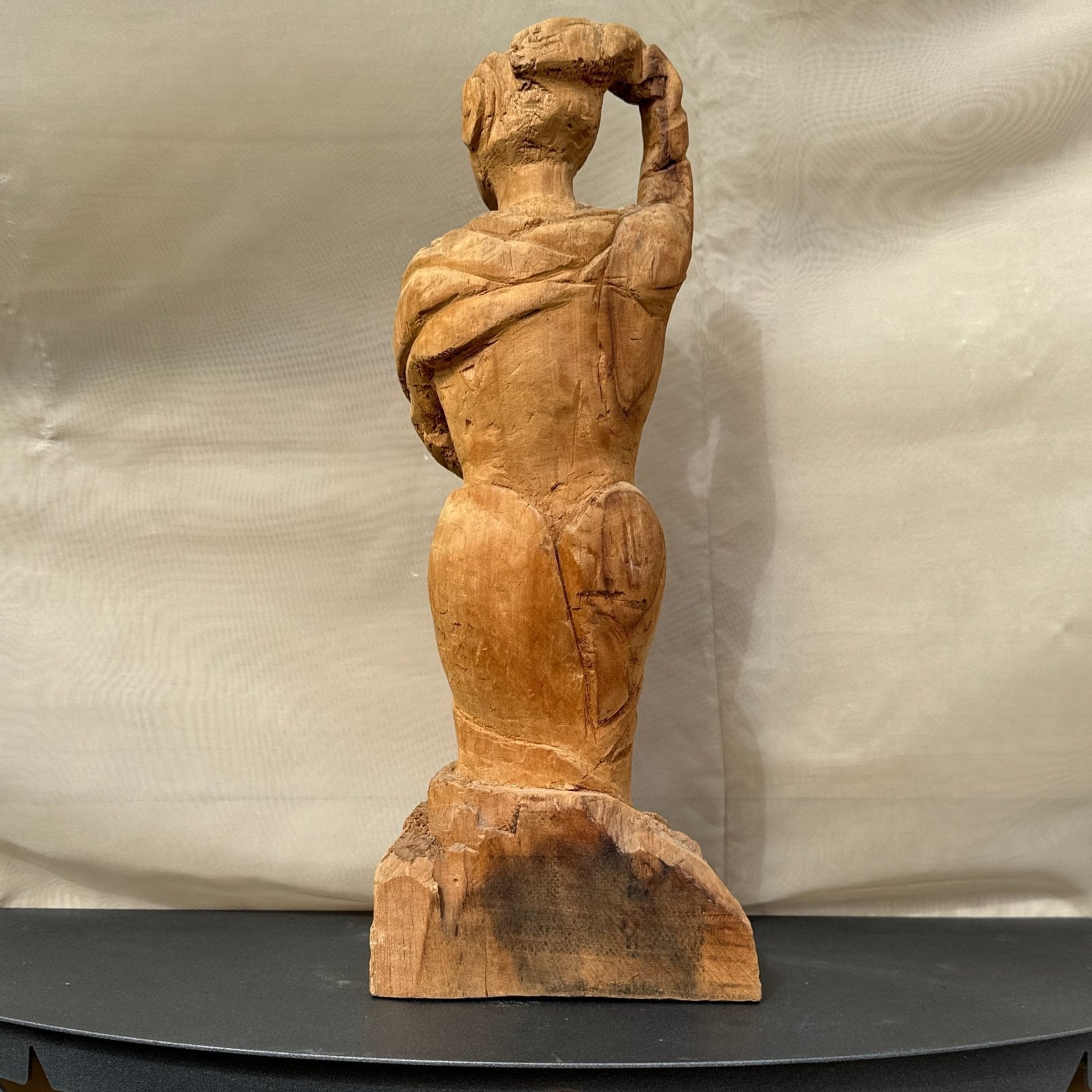Vintage Artist-Made Wood Futurist Female Sculpture - Monte Visión