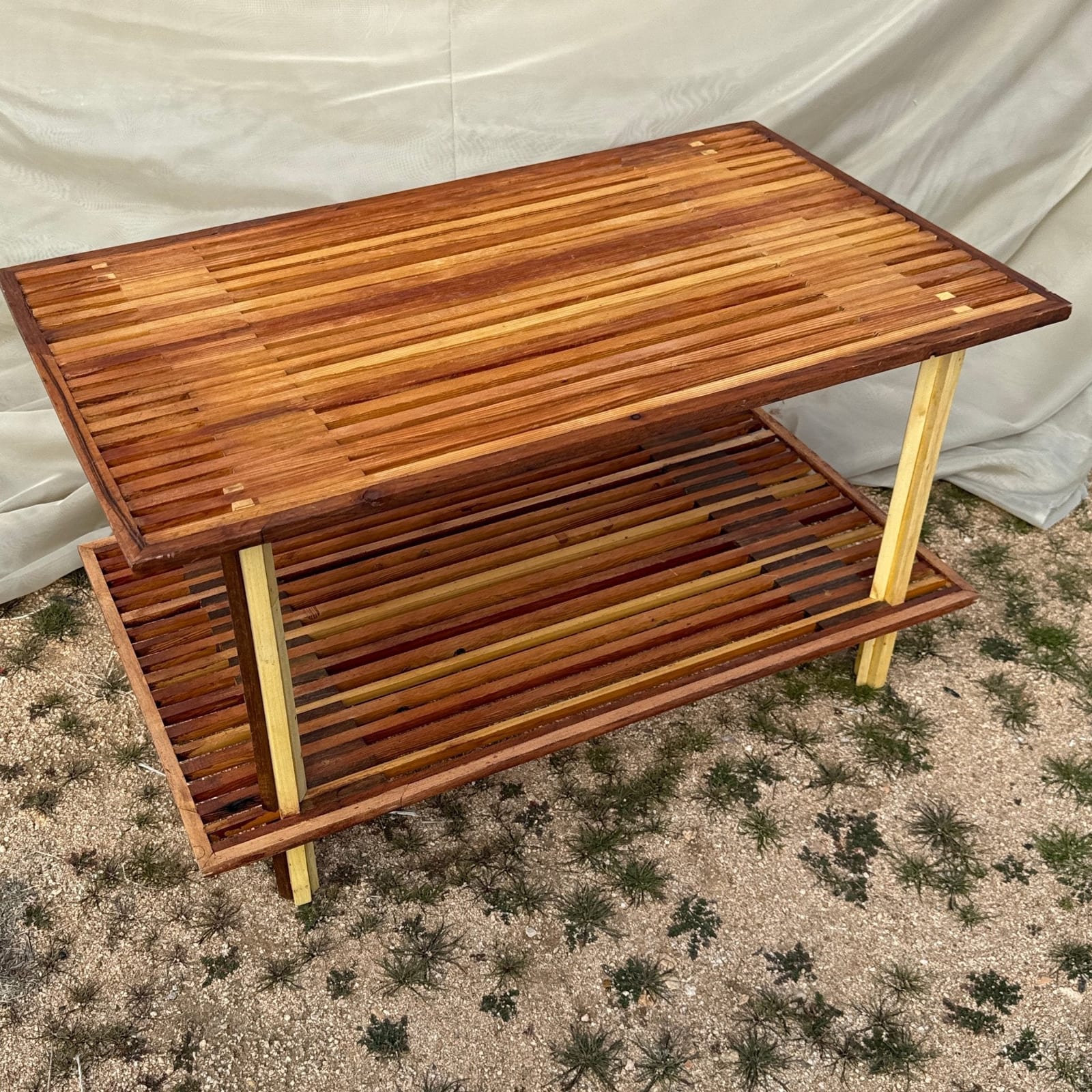 Vintage Artist-Made Wood Slat Coffee Table - Monte Visión