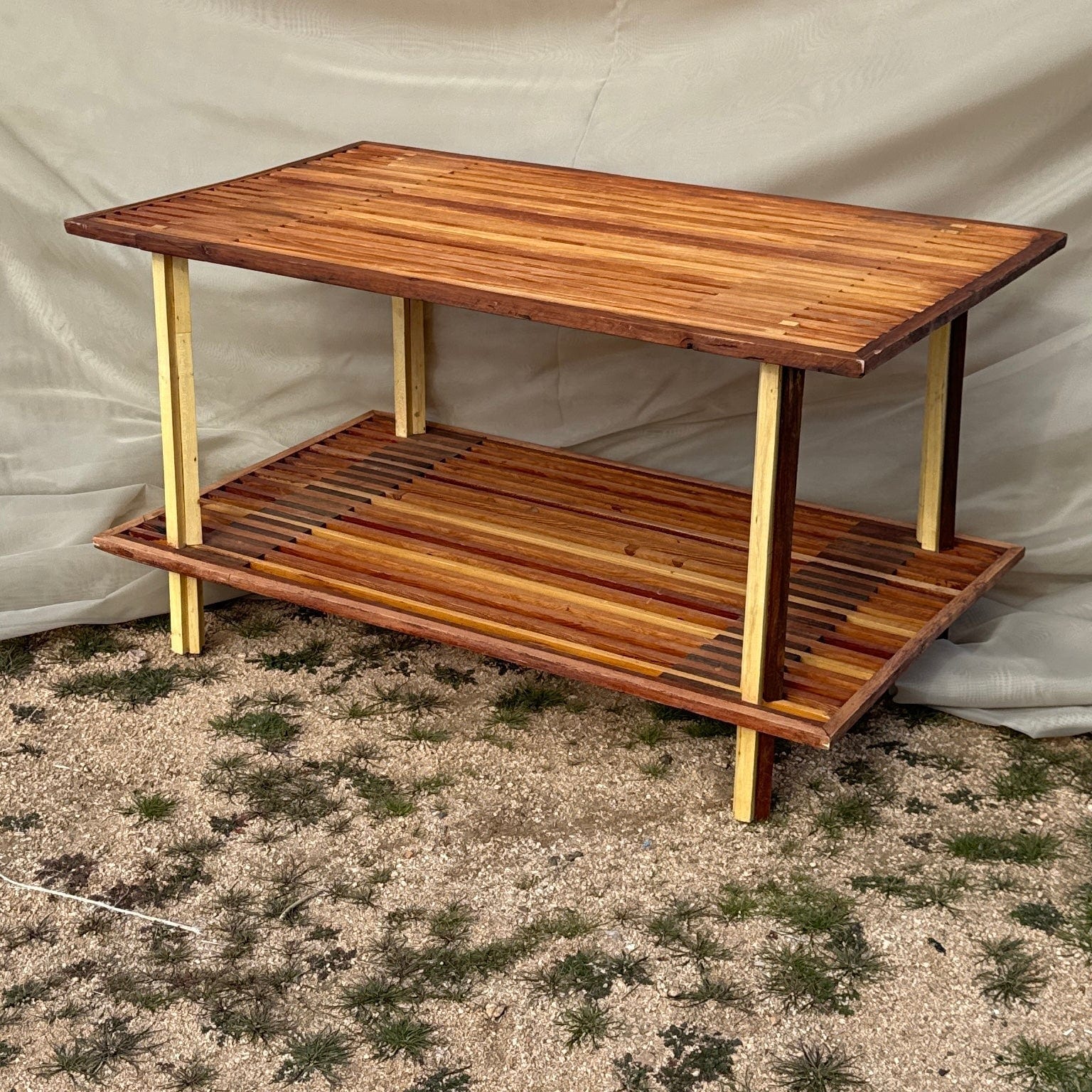 Vintage Artist-Made Wood Slat Coffee Table - Monte Visión