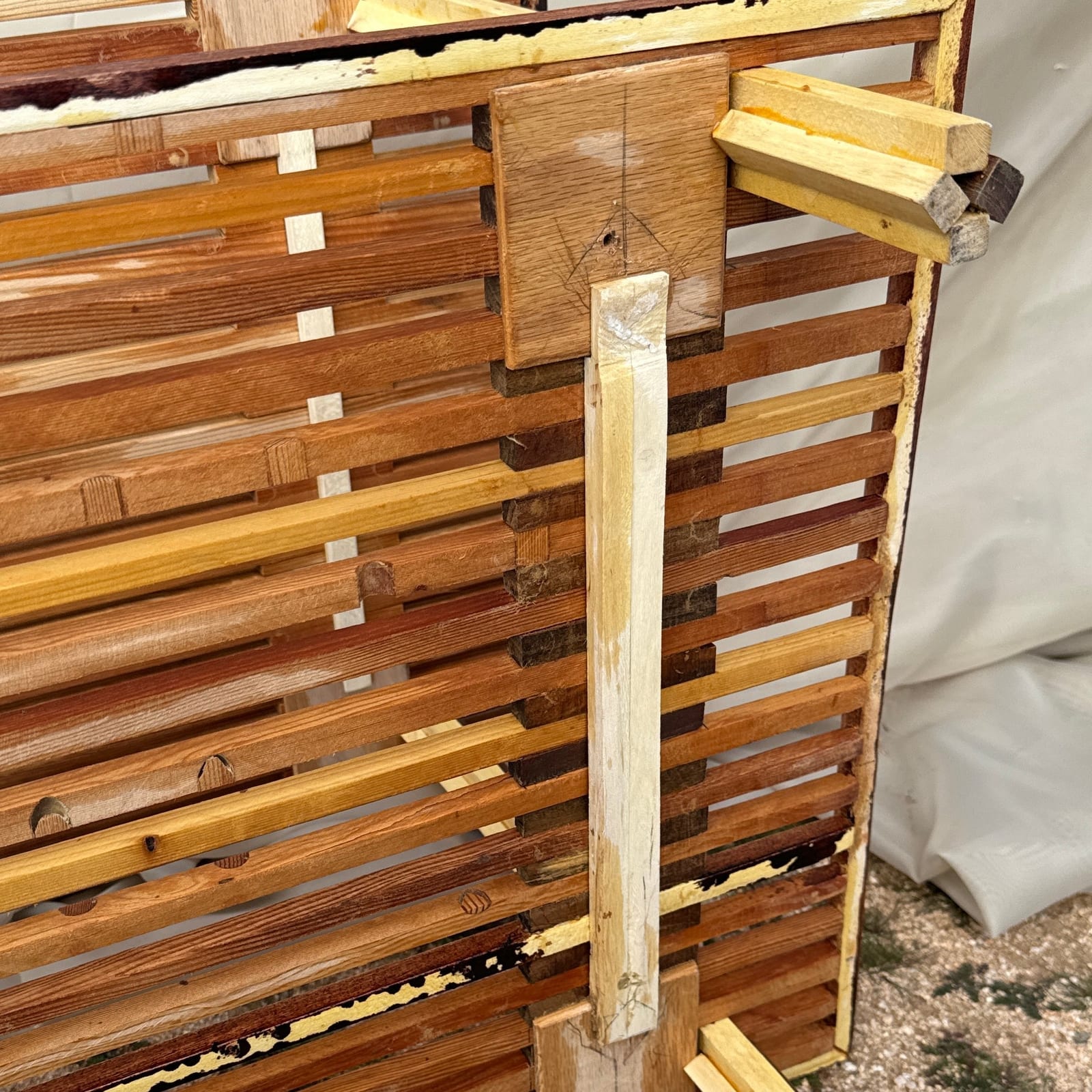 Vintage Artist-Made Wood Slat Coffee Table - Monte Visión