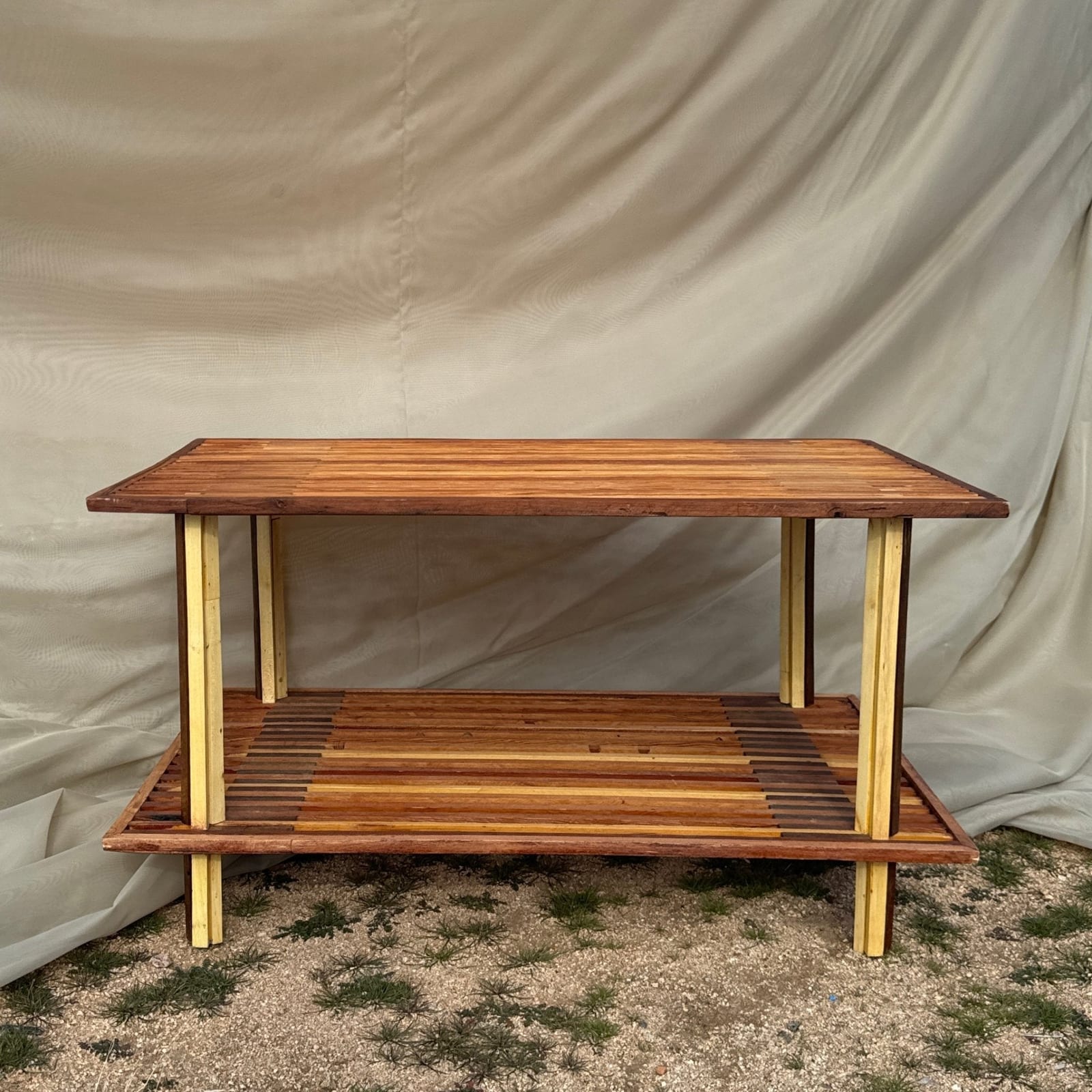 Vintage Artist-Made Wood Slat Coffee Table - Monte Visión