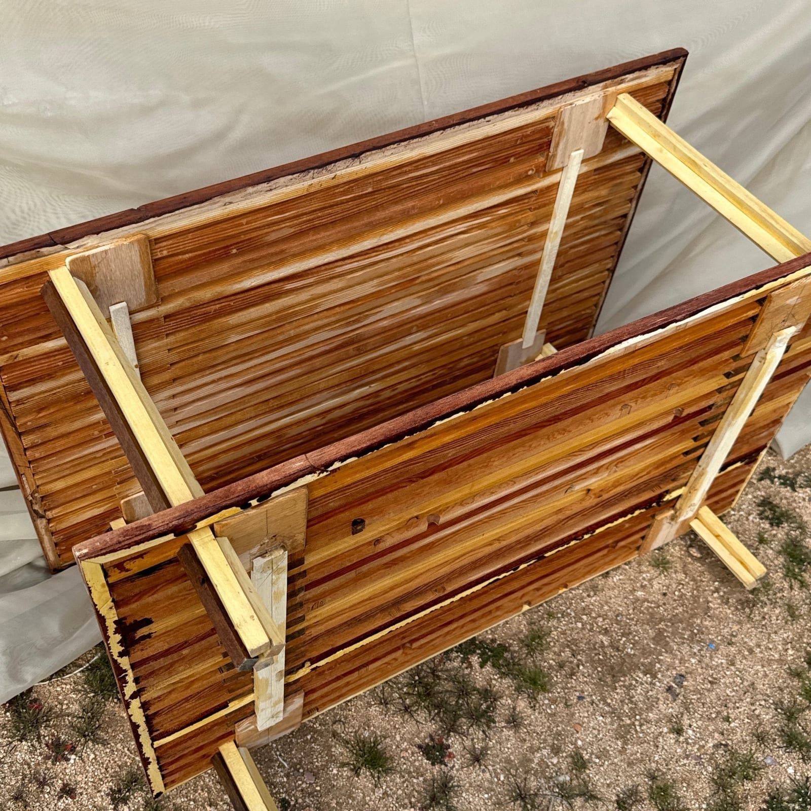 Vintage Artist-Made Wood Slat Coffee Table - Monte Visión