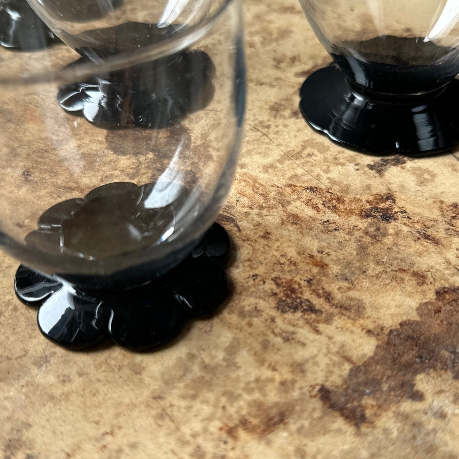 Vintage Black Daisy Cocktail Drinking Glasses- Set of 8 - Monte Visión