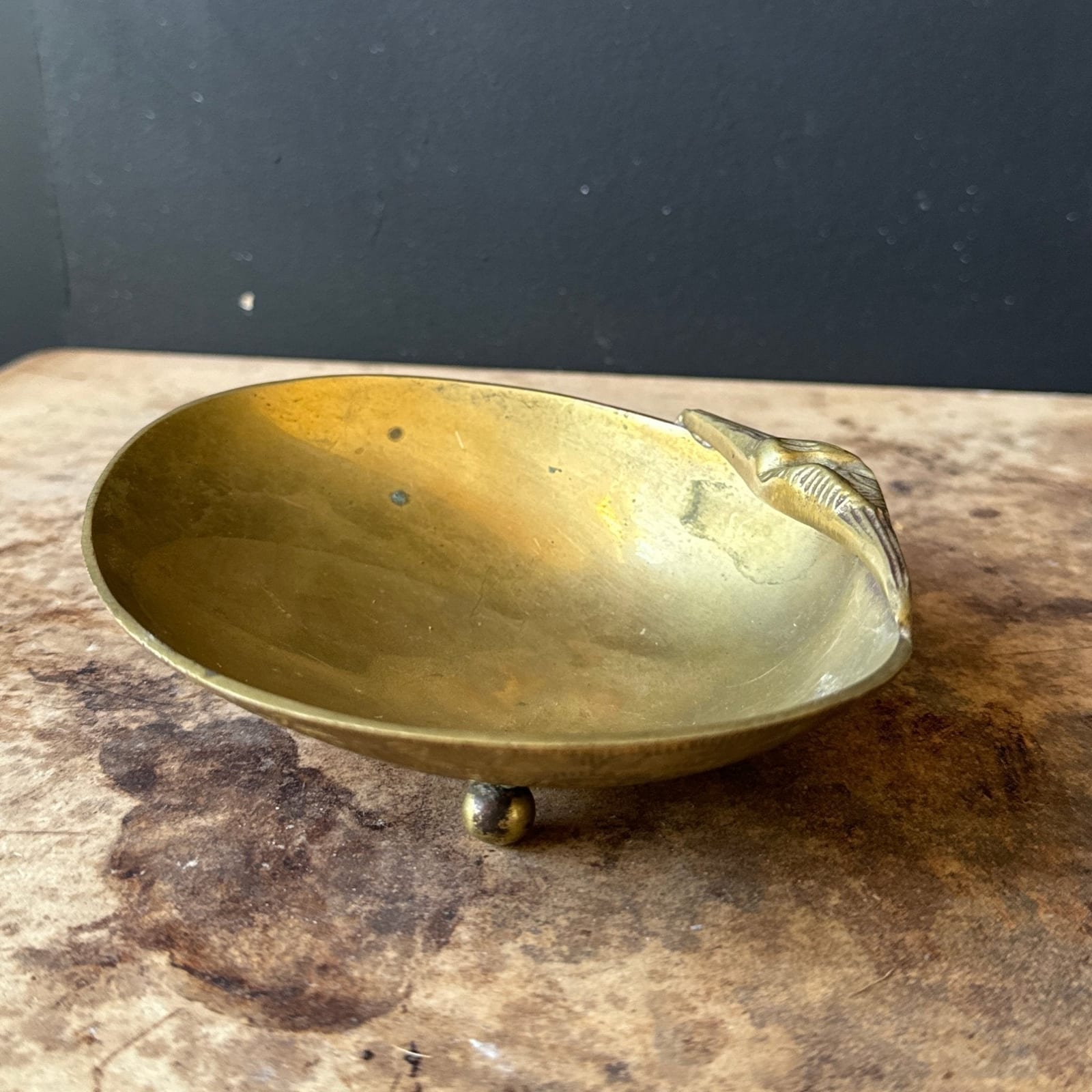 Vintage Brass Clam Catchall Tray - Monte Visión