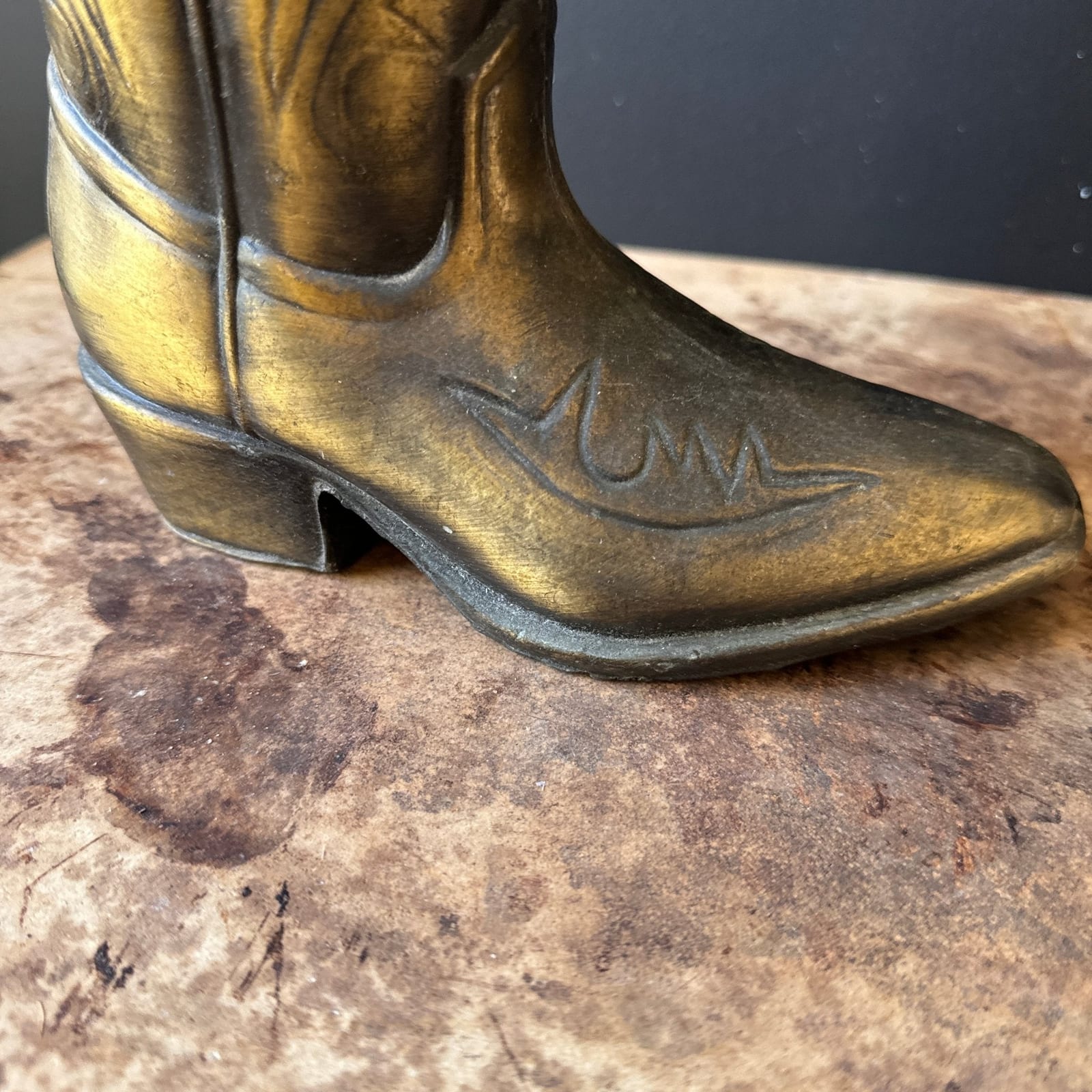 Vintage Brass Cowboy Boot Vase - Monte Visión